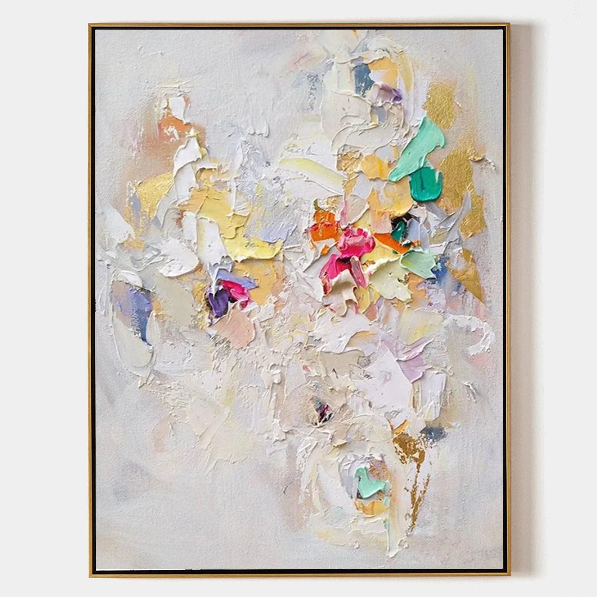 Whispers of Color-Abstract Wall Art With Beige Colored Block Texture - artextured