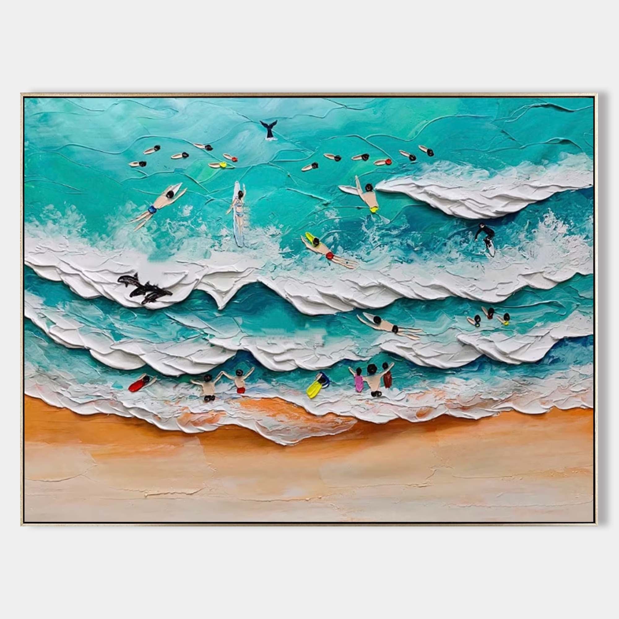 Wave Dancers: Textured Coastal Scene Art