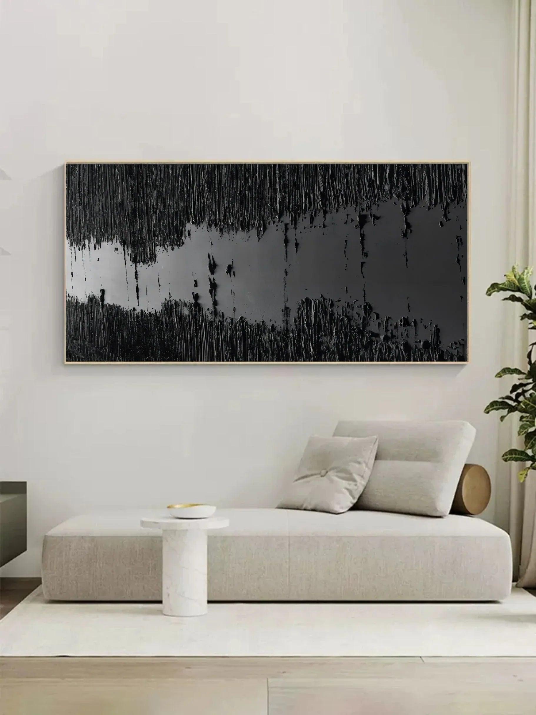Monochrome Depth-Modern Minimalist Style Pure Black Texture Abstract Wall Art - artextured