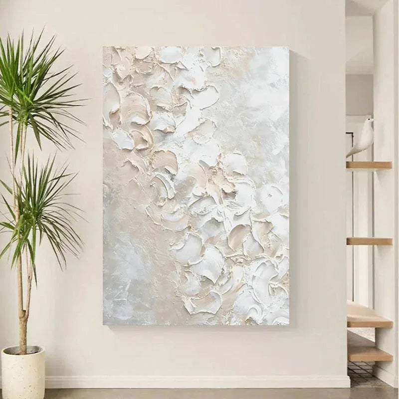 Textured Petal Elegance-Hand Drawn Three-Dimensional Texture Flower Abstract Wall Art - artextured