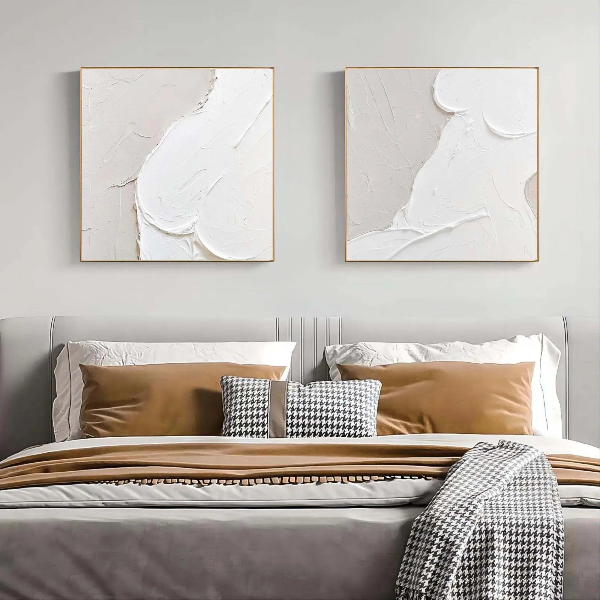 Abstract Whispers Diptych Set Of 2-Modern Minimalist Three-Dimensional Abstract Wall Art - artextured