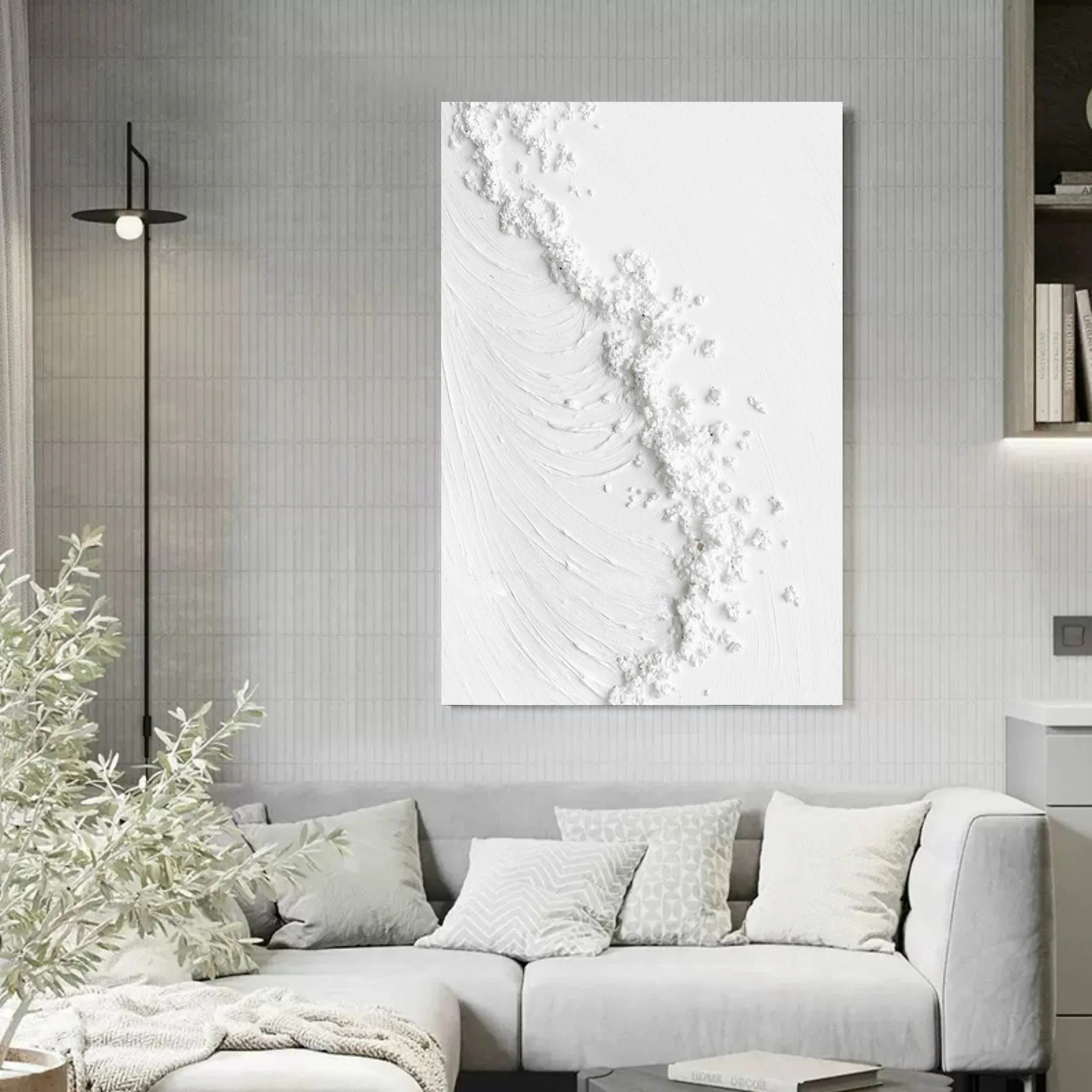 Frosted Harmony Drift-Modern Minimalist Flowing Wave Texture Wall Art - artextured