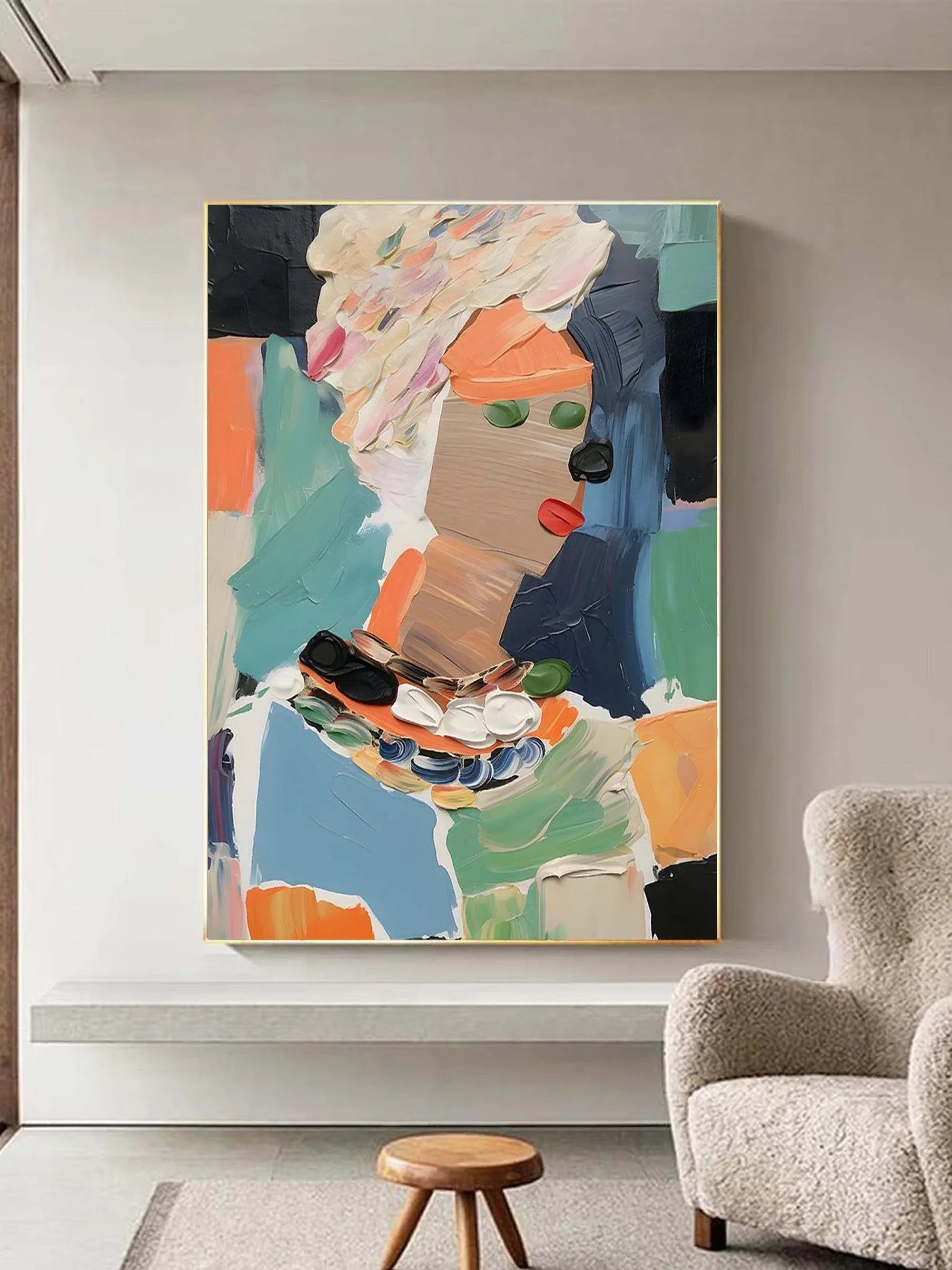 Modern Abstract Portrait Painting - Textured Artistic Expression on Canvas - artextured