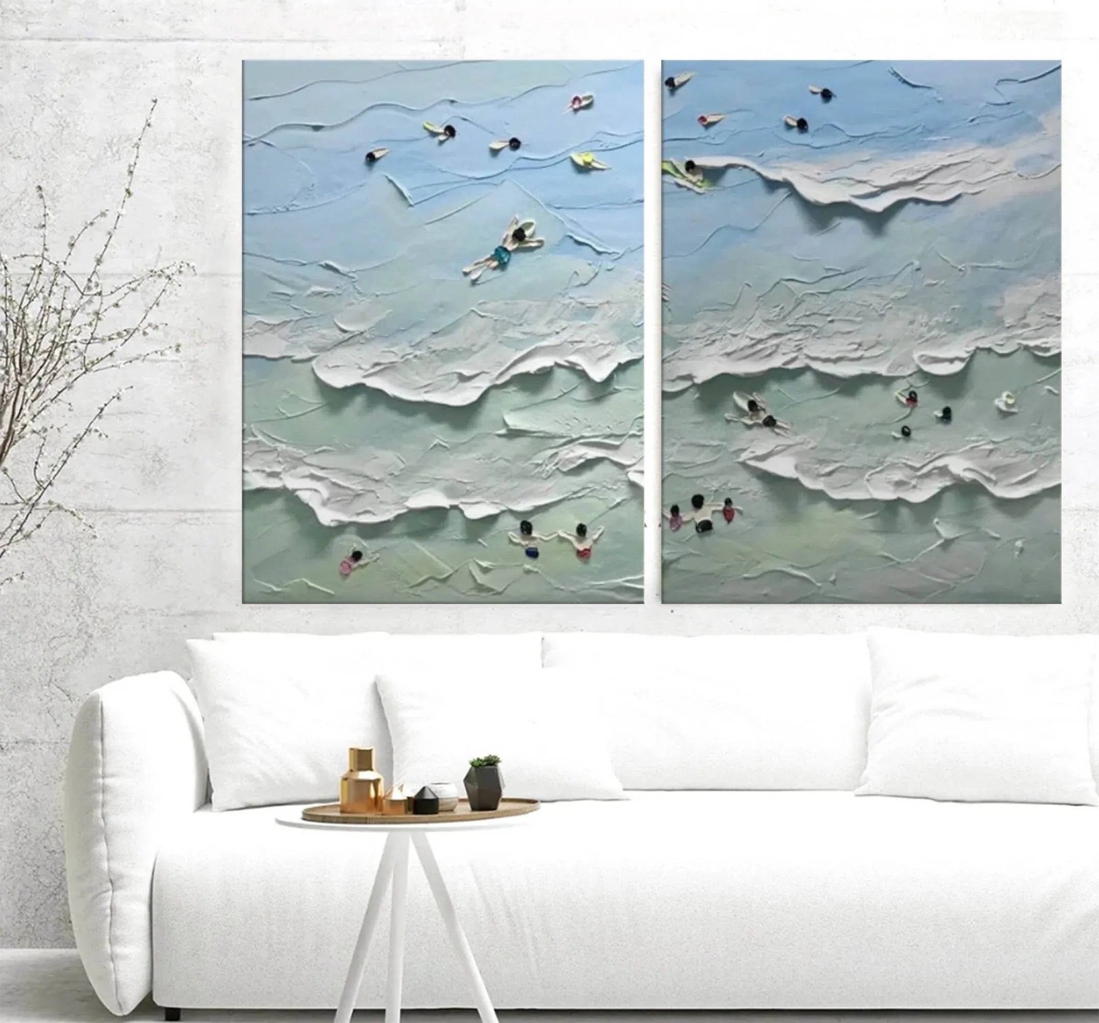 Ocean Serenity Diptych Art Set Of 2-Abstract Seaside Carnival Wall Art - artextured
