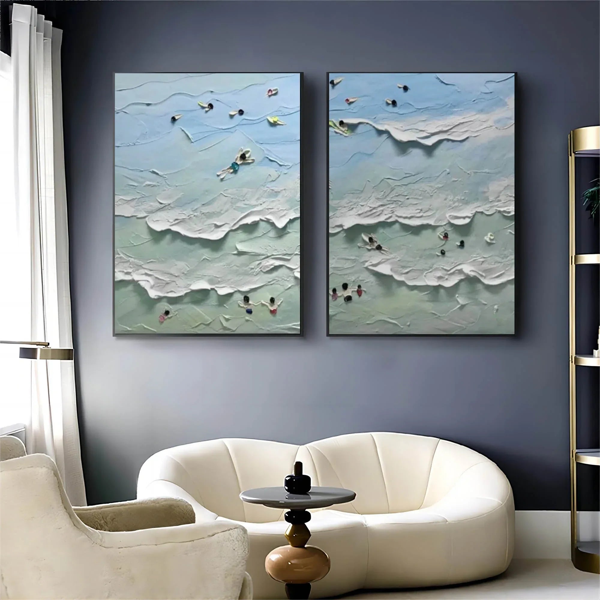 Ocean Serenity Diptych Art Set Of 2-Abstract Seaside Carnival Wall Art - artextured