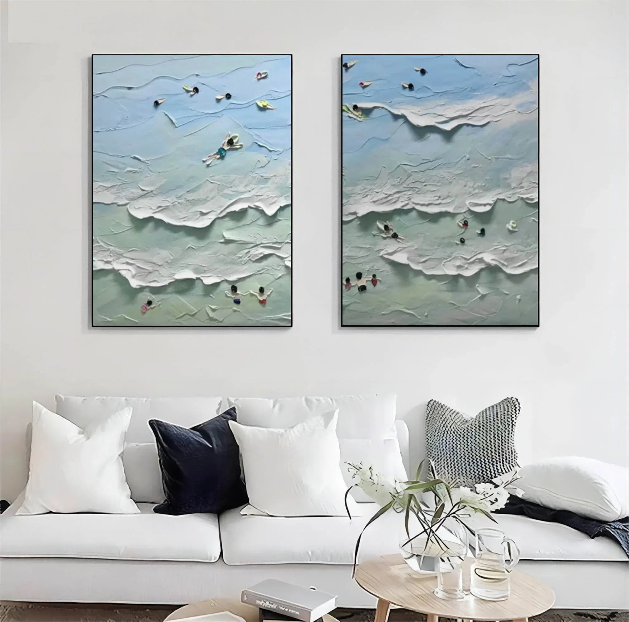 Ocean Serenity Diptych Art Set Of 2-Abstract Seaside Carnival Wall Art - artextured