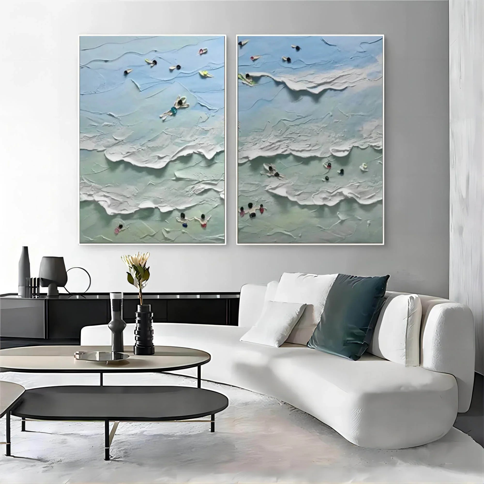 Ocean Serenity Diptych Art Set Of 2-Abstract Seaside Carnival Wall Art - artextured