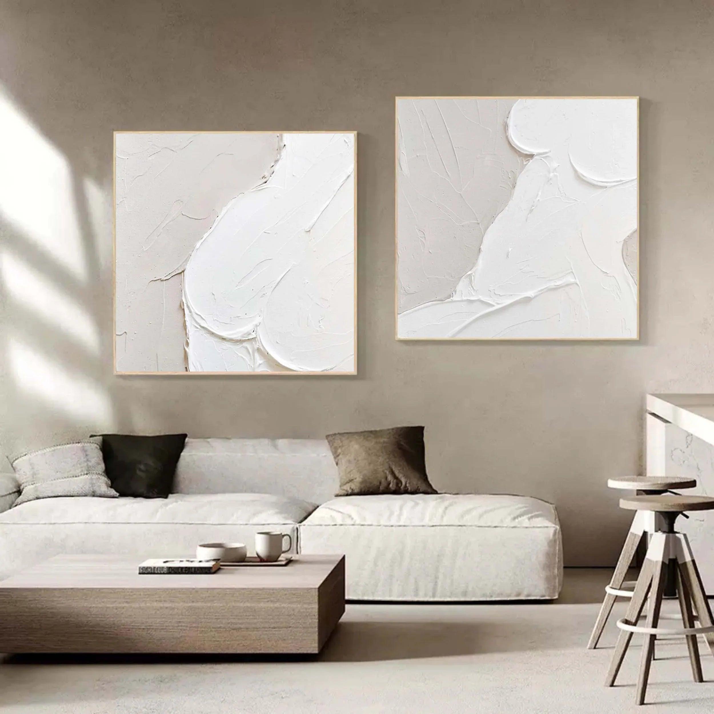 Abstract Whispers Diptych Set Of 2-Modern Minimalist Three-Dimensional Abstract Wall Art - artextured