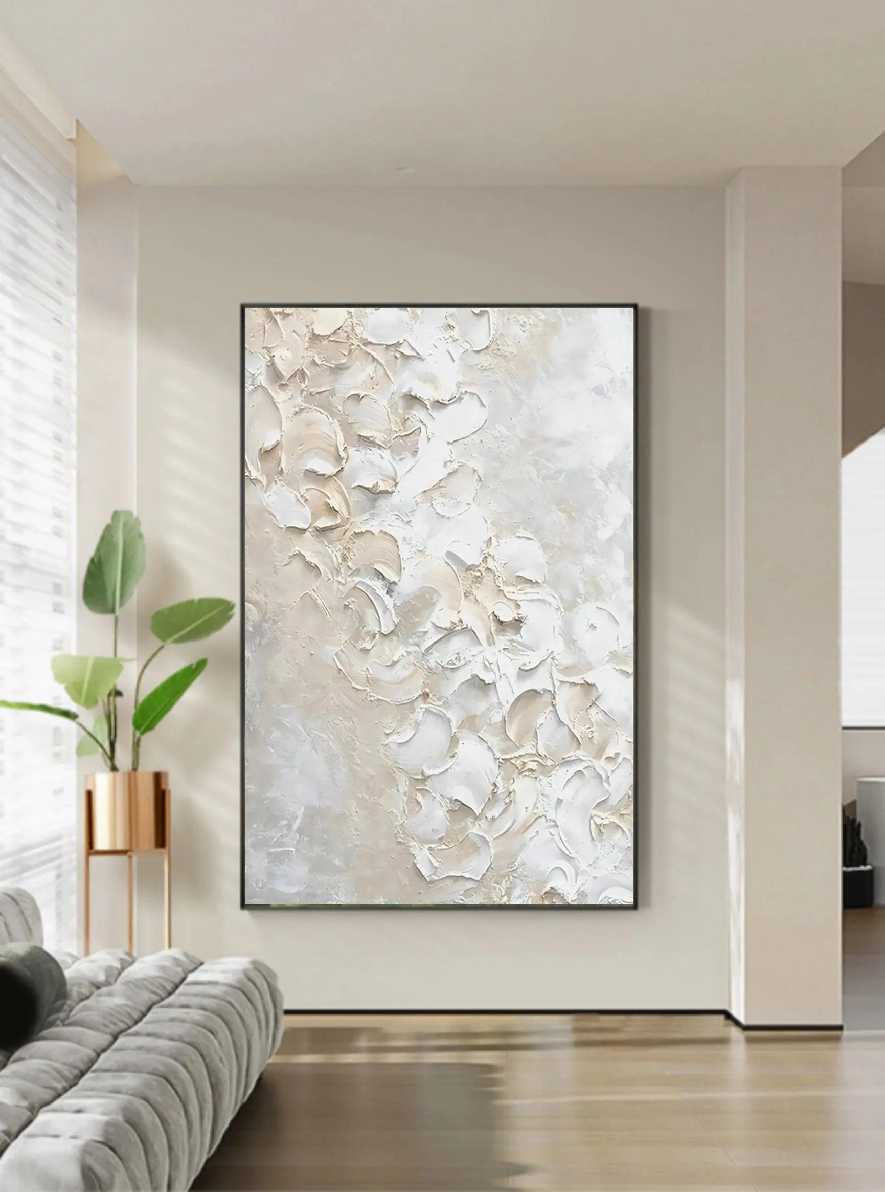 Textured Petal Elegance-Hand Drawn Three-Dimensional Texture Flower Abstract Wall Art - artextured