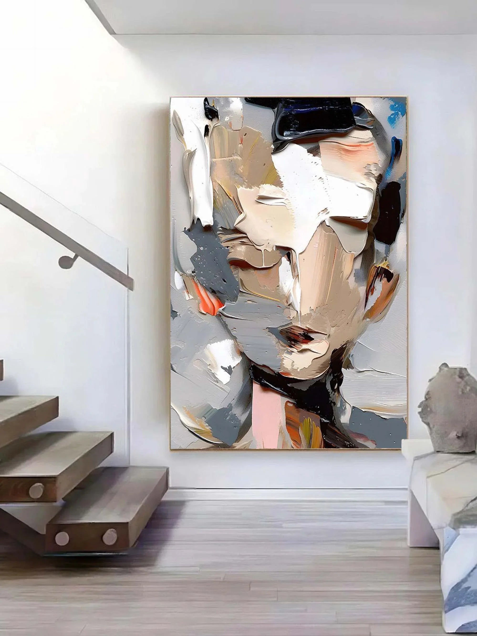 Abstract Portrait-Vertical Three-Dimensional Abstract Portrait Texture Wall Art - artextured