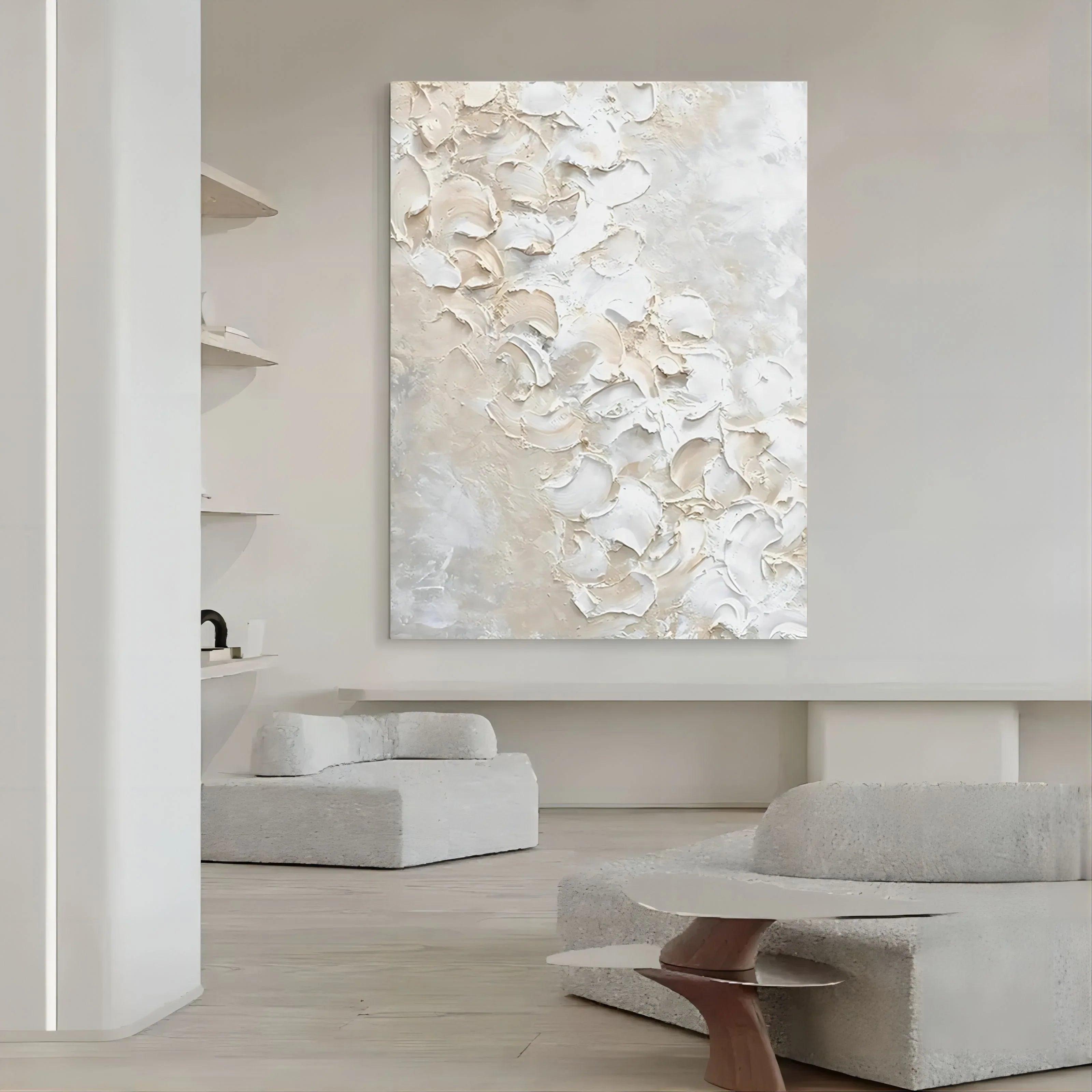 Textured Petal Elegance-Hand Drawn Three-Dimensional Texture Flower Abstract Wall Art - artextured