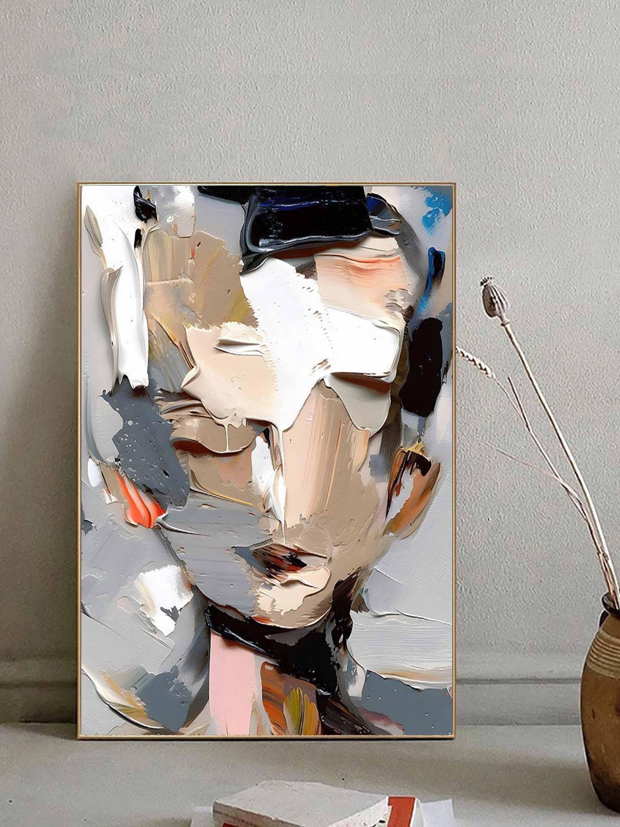 Abstract Portrait-Vertical Three-Dimensional Abstract Portrait Texture Wall Art - artextured