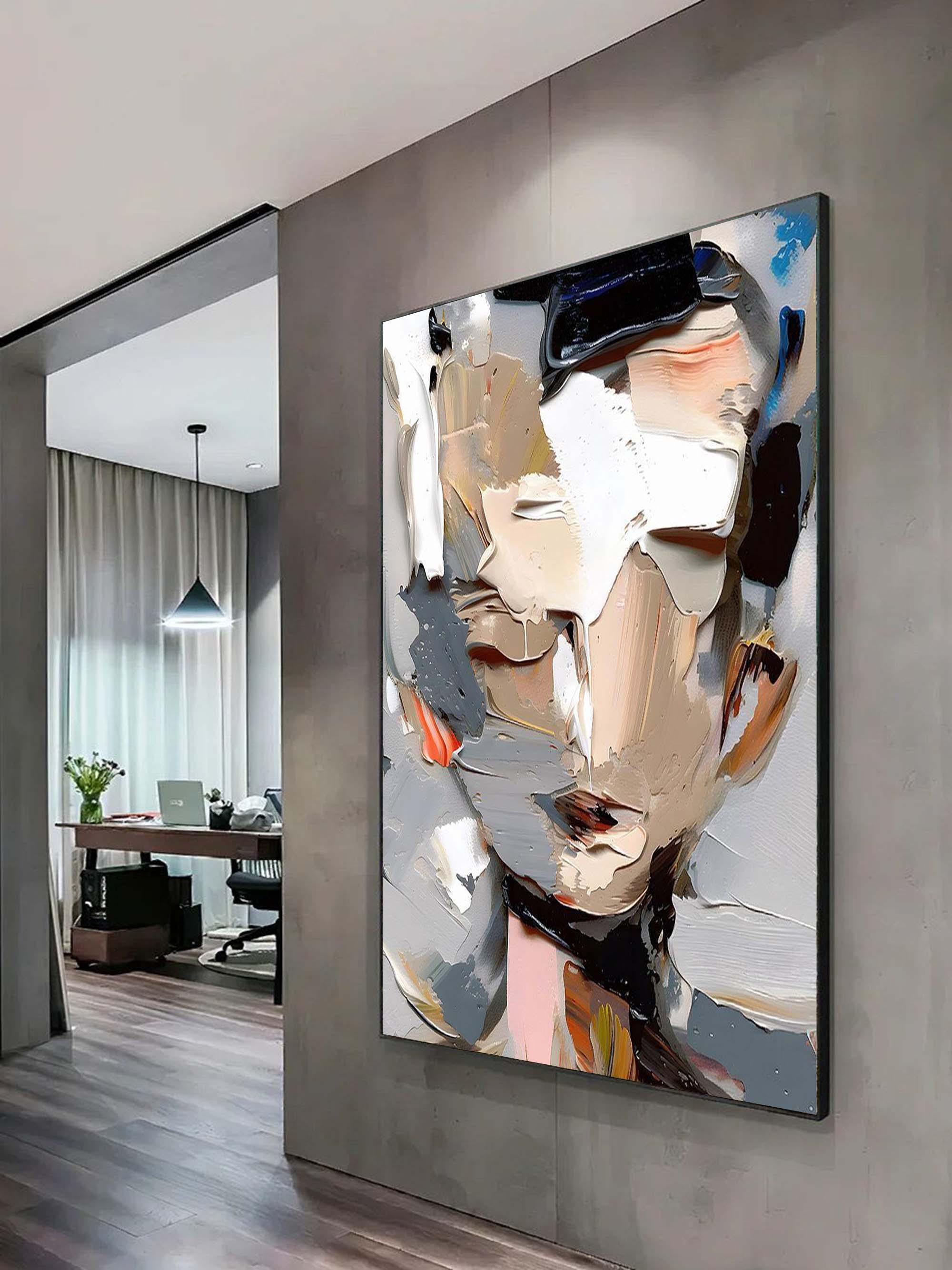 Abstract Portrait-Vertical Three-Dimensional Abstract Portrait Texture Wall Art - artextured