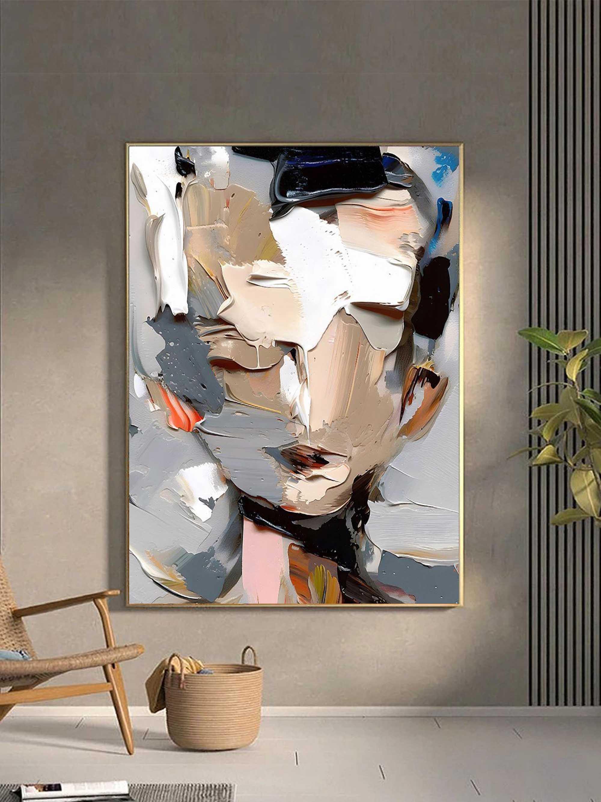 Abstract Portrait-Vertical Three-Dimensional Abstract Portrait Texture Wall Art - artextured