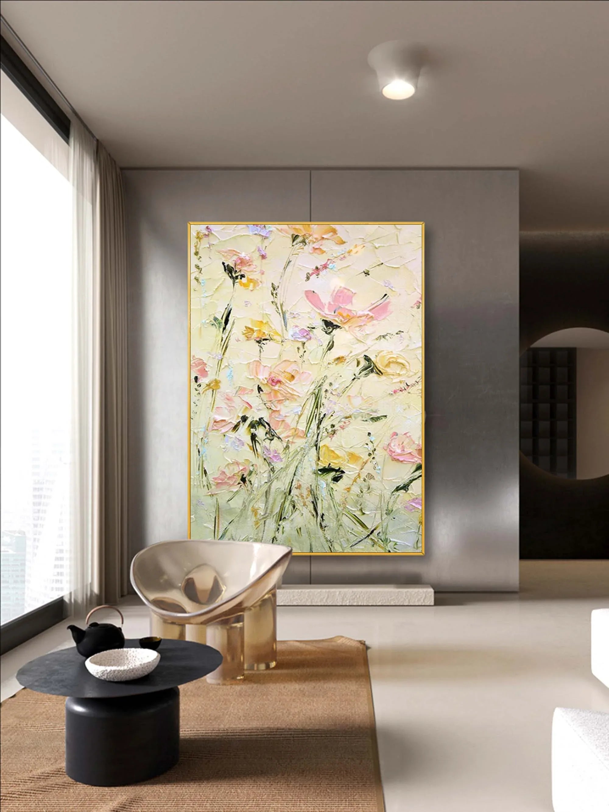 Spring Blossom - Hand Drawn Thick Painted Floral Texture Wall Art - artextured