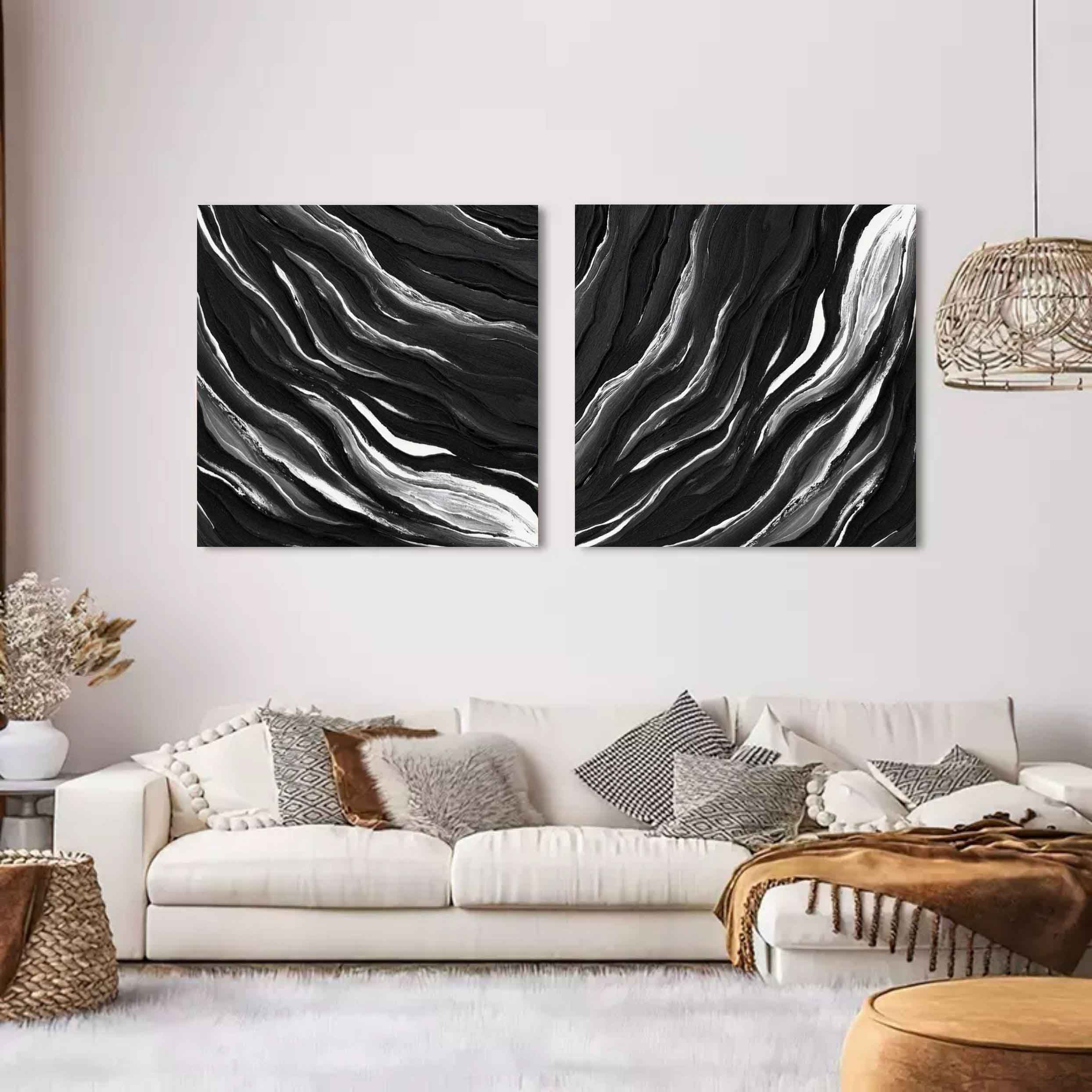 Monochrome Tides Diptych Set Of 2