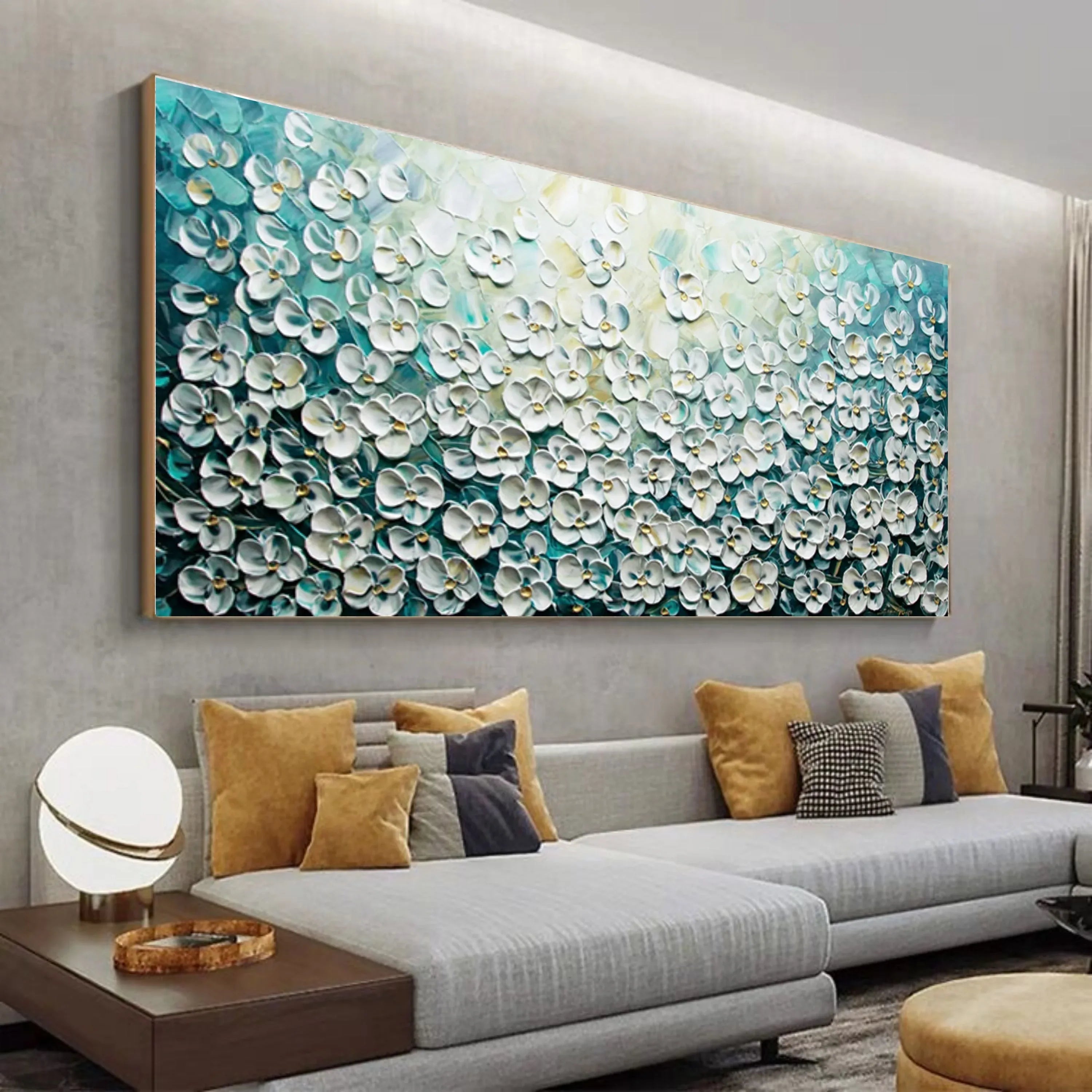 Floral Symphony-3D Blue and White Flower Sea Texture Abstract Oil Painting Wall Art - artextured