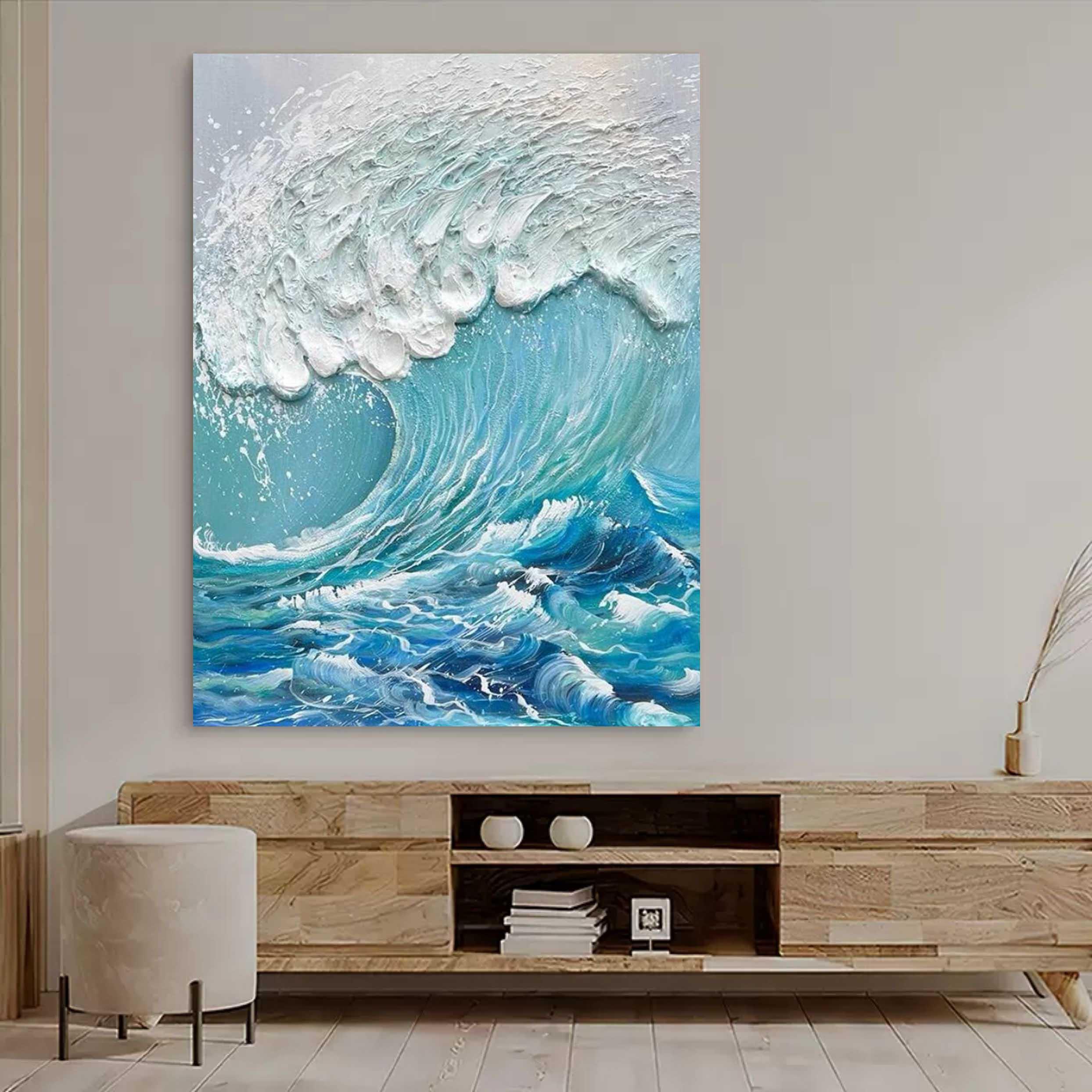 Ocean Symphony-Vertical Three-Dimensional Wave Textured Wall Art in Interior Design - artextured