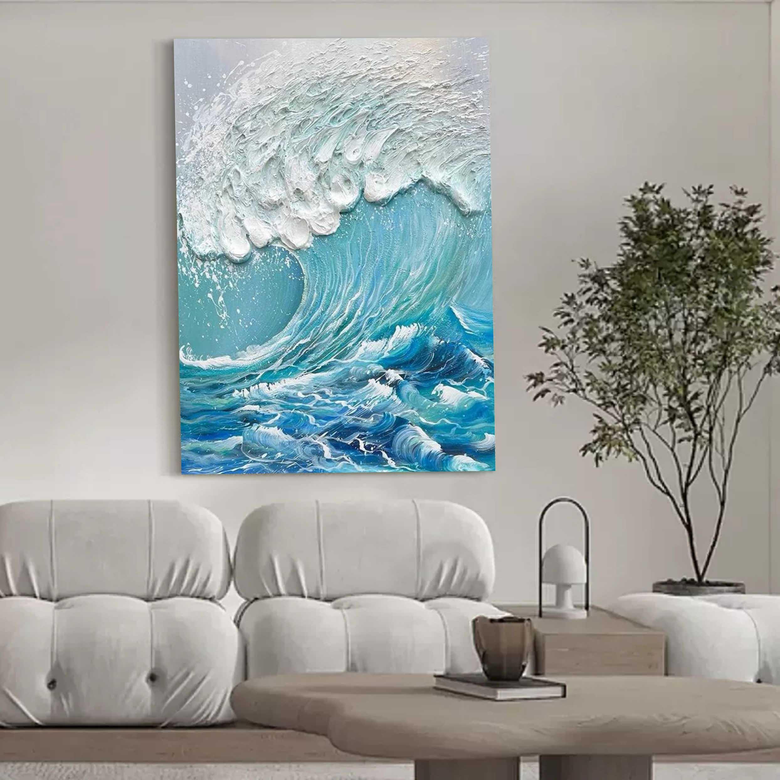 Ocean Symphony-Vertical Three-Dimensional Wave Textured Wall Art in Interior Design - artextured