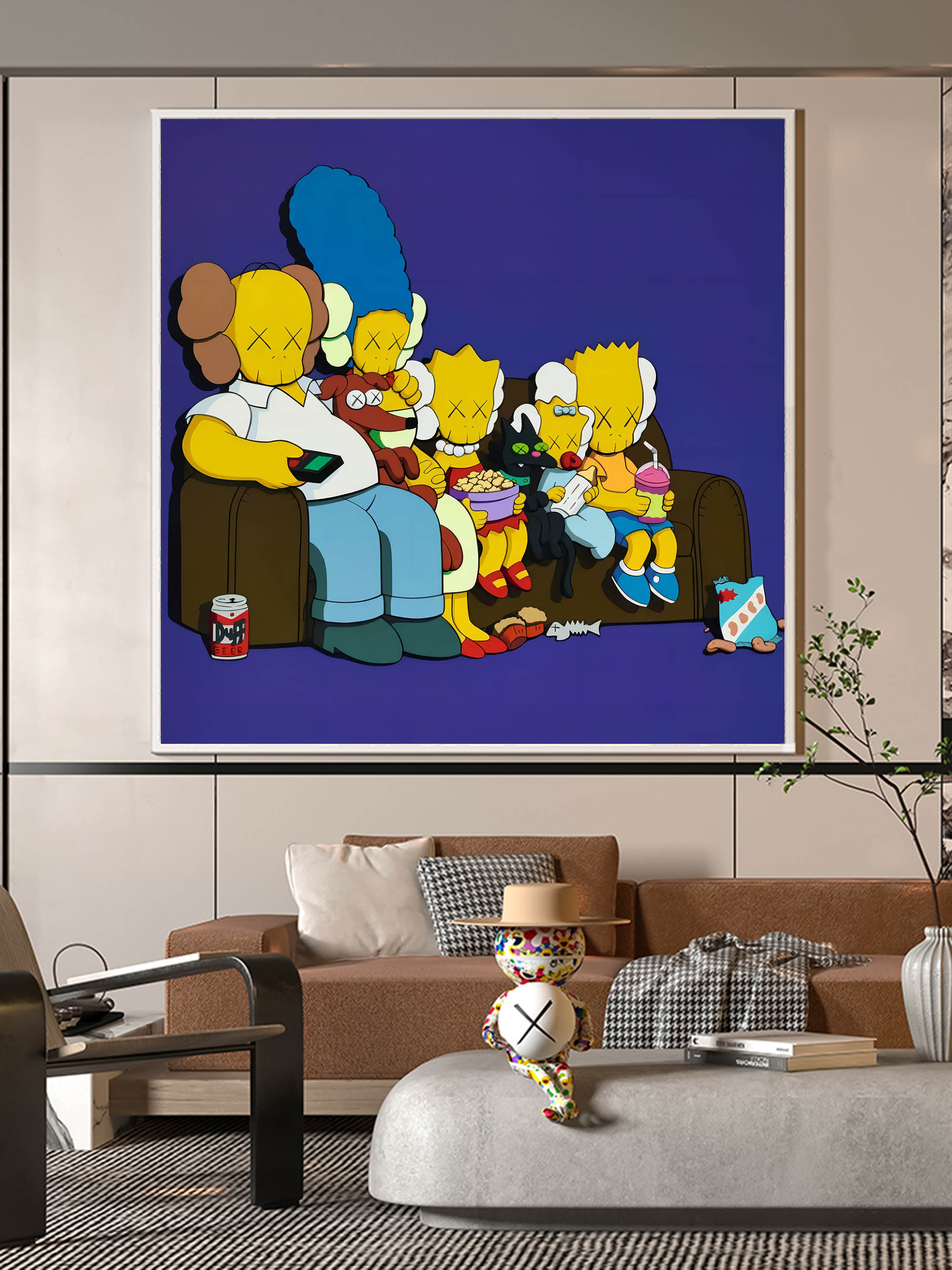 Pop Culture Couch Scene: Abstract Family Wall Art