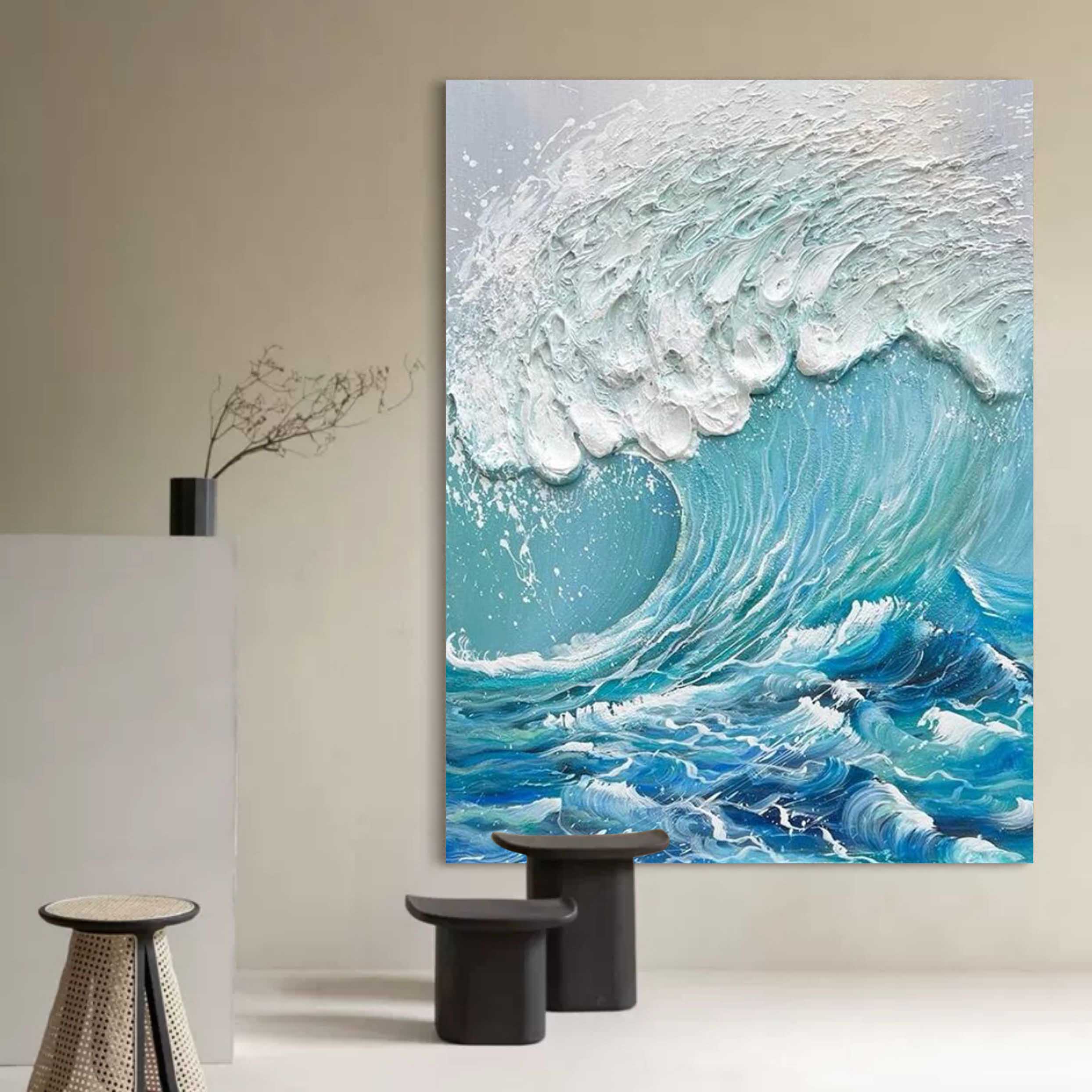 Ocean Symphony: Textured Wave Art