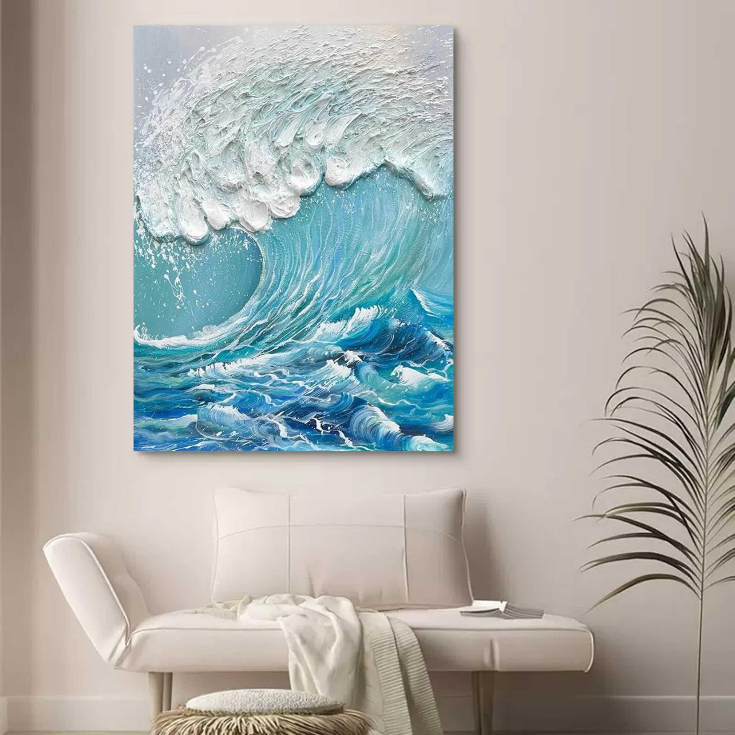 Ocean Symphony-Vertical Three-Dimensional Wave Textured Wall Art in Interior Design - artextured