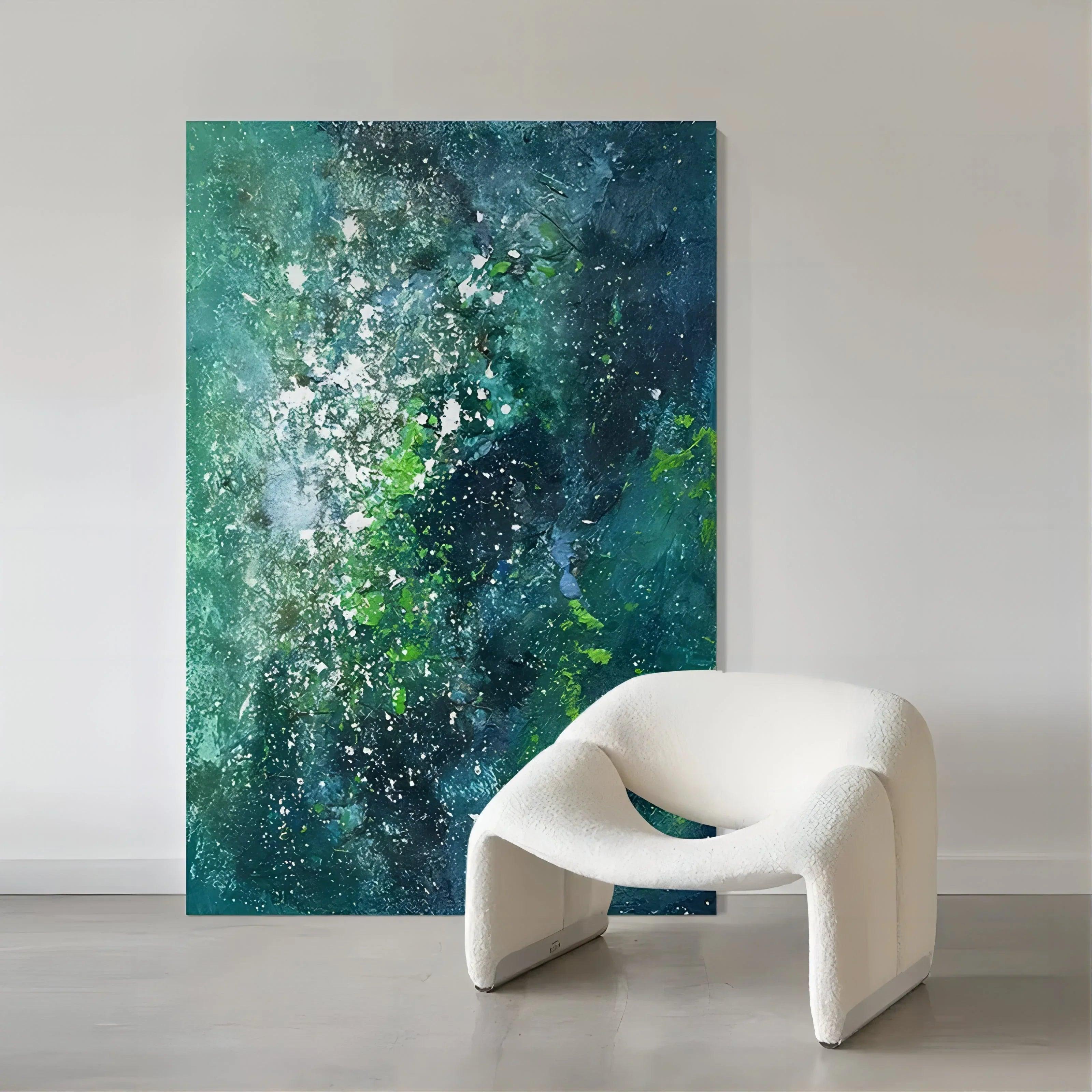 Emerald Cosmos-Hand-Painted Abstract Wall Art for Modern Interior Decoration - artextured