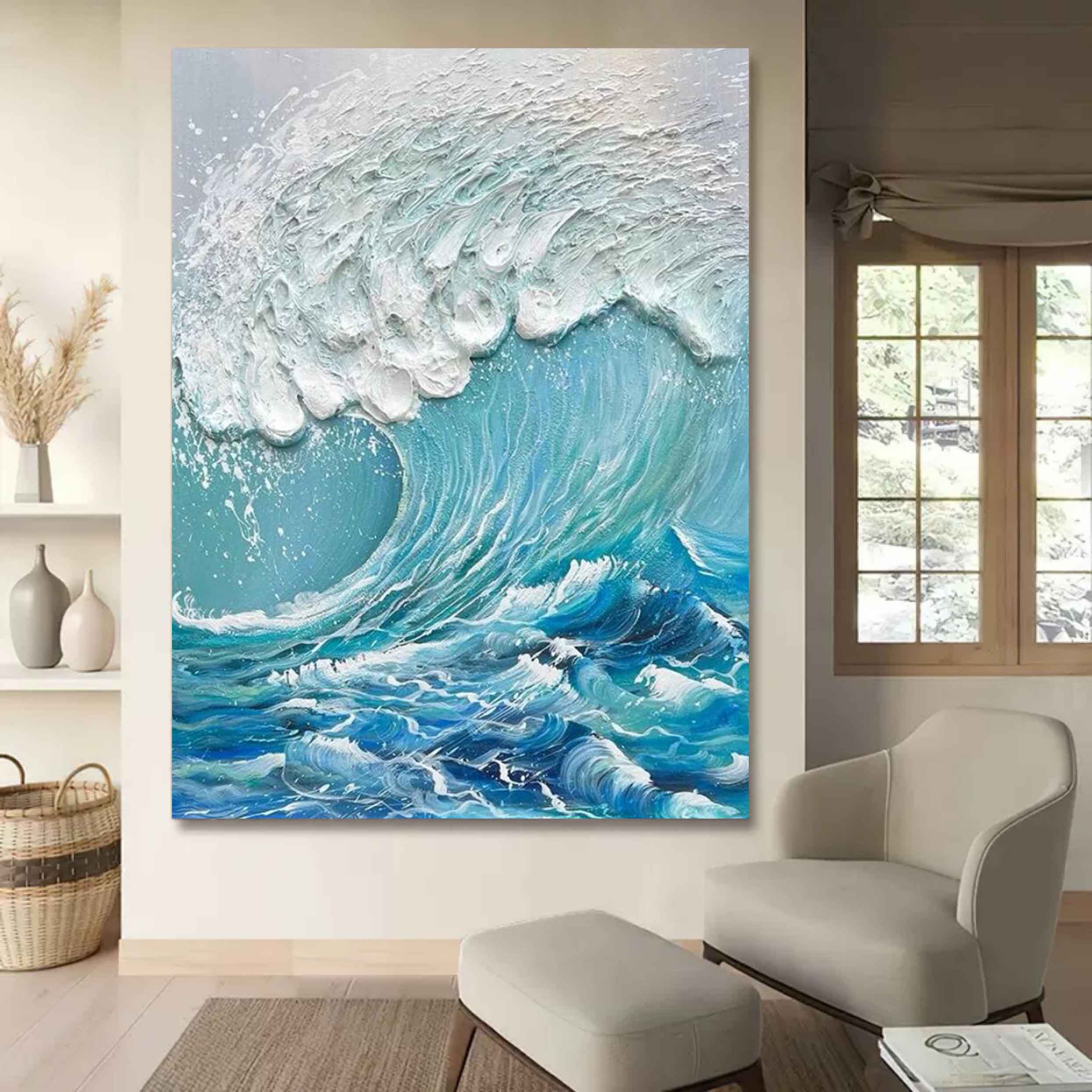 Ocean Symphony: Textured Wave Art