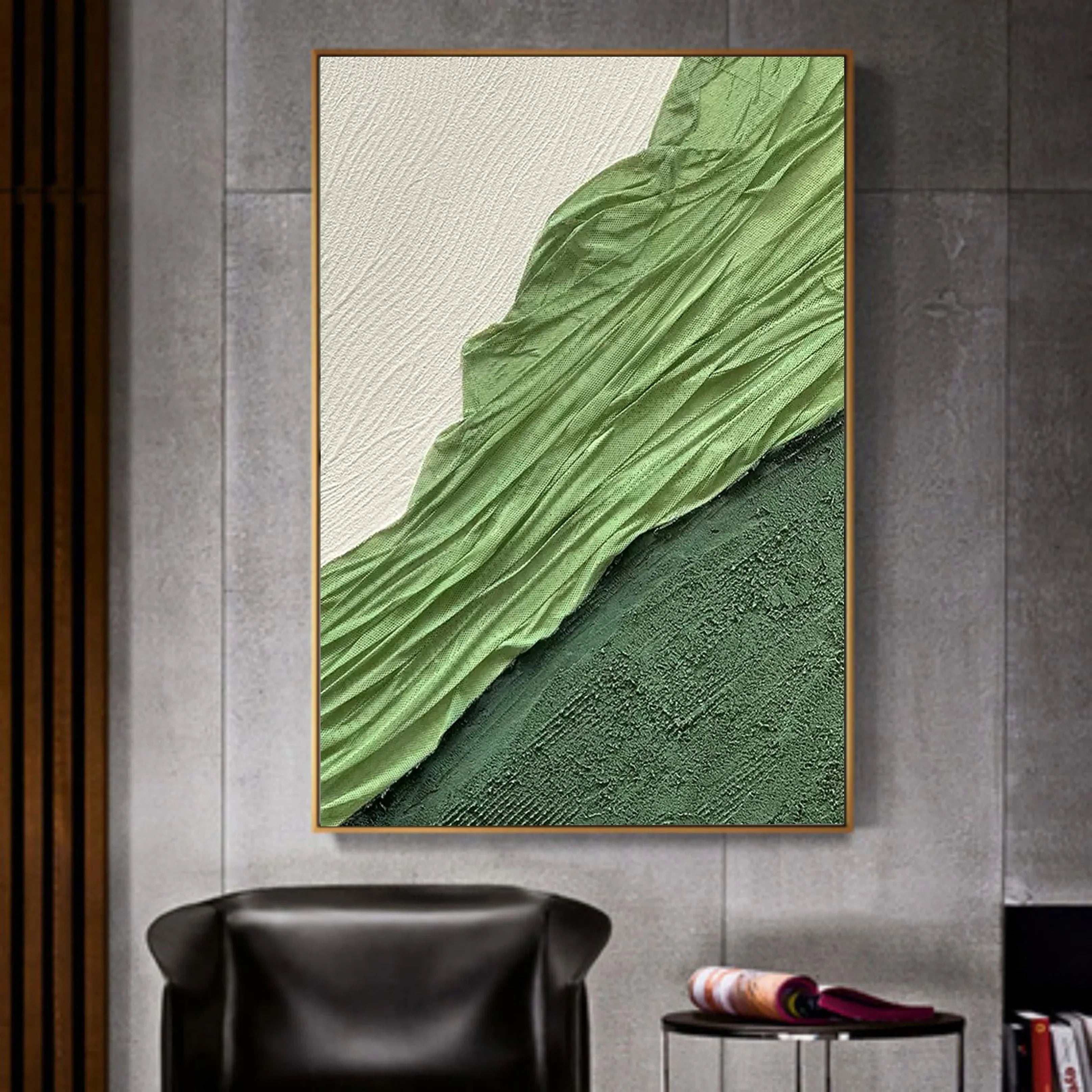 Verdant Flow-Hand Drawn Three-Dimensional Texture Abstract Wall Art - artextured