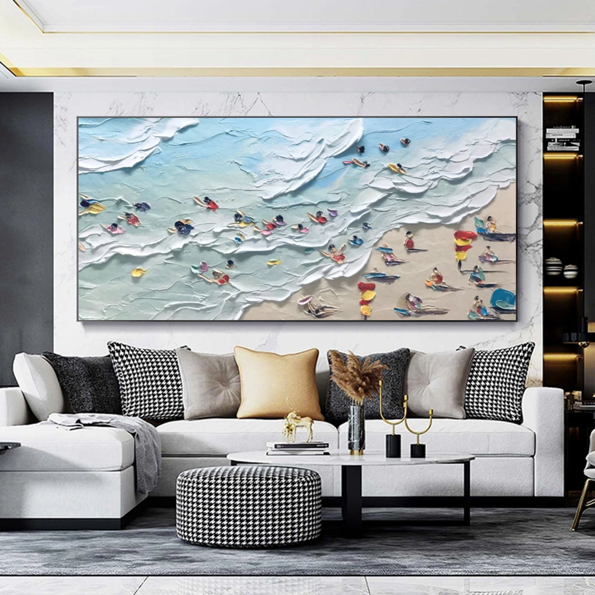 Shoreline Bliss: Textured Beach Day Art