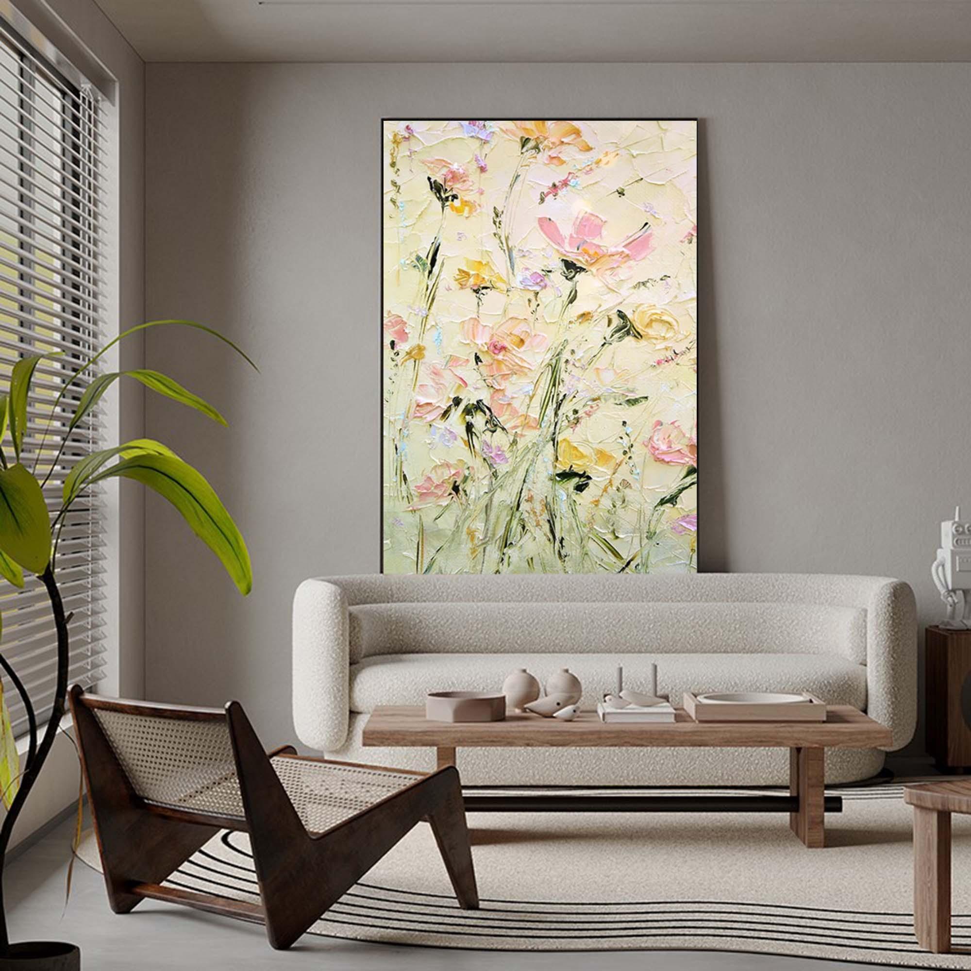 Spring Blossom - Hand Drawn Thick Painted Floral Texture Wall Art - artextured