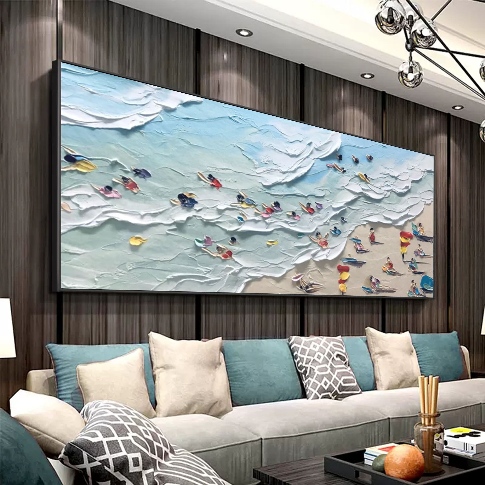 Shoreline Bliss: Textured Beach Day Art