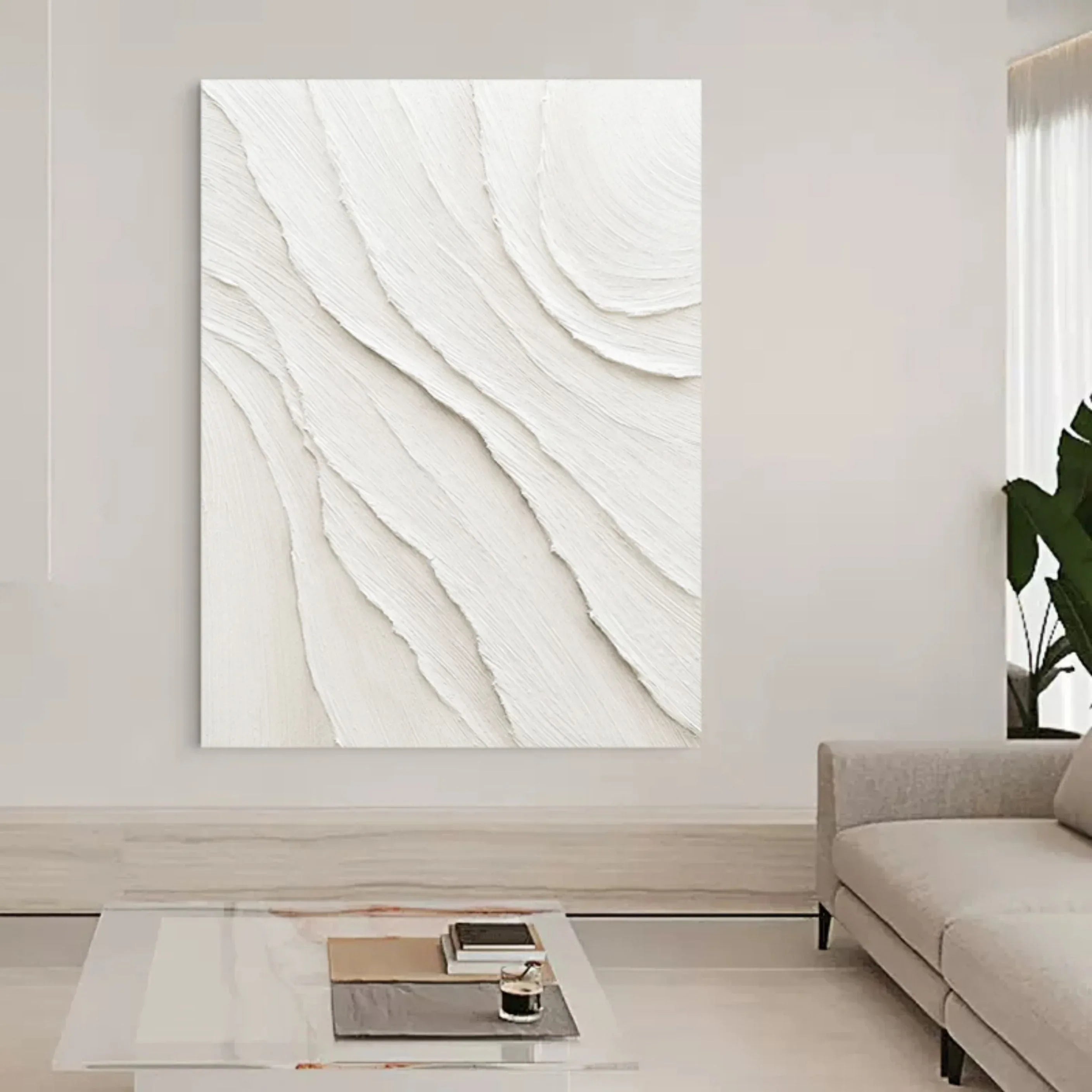 Textured Canvas Art of Desert Sand Dunes-Minimalist Wall Art With Three-Dimensional Curves - artextured