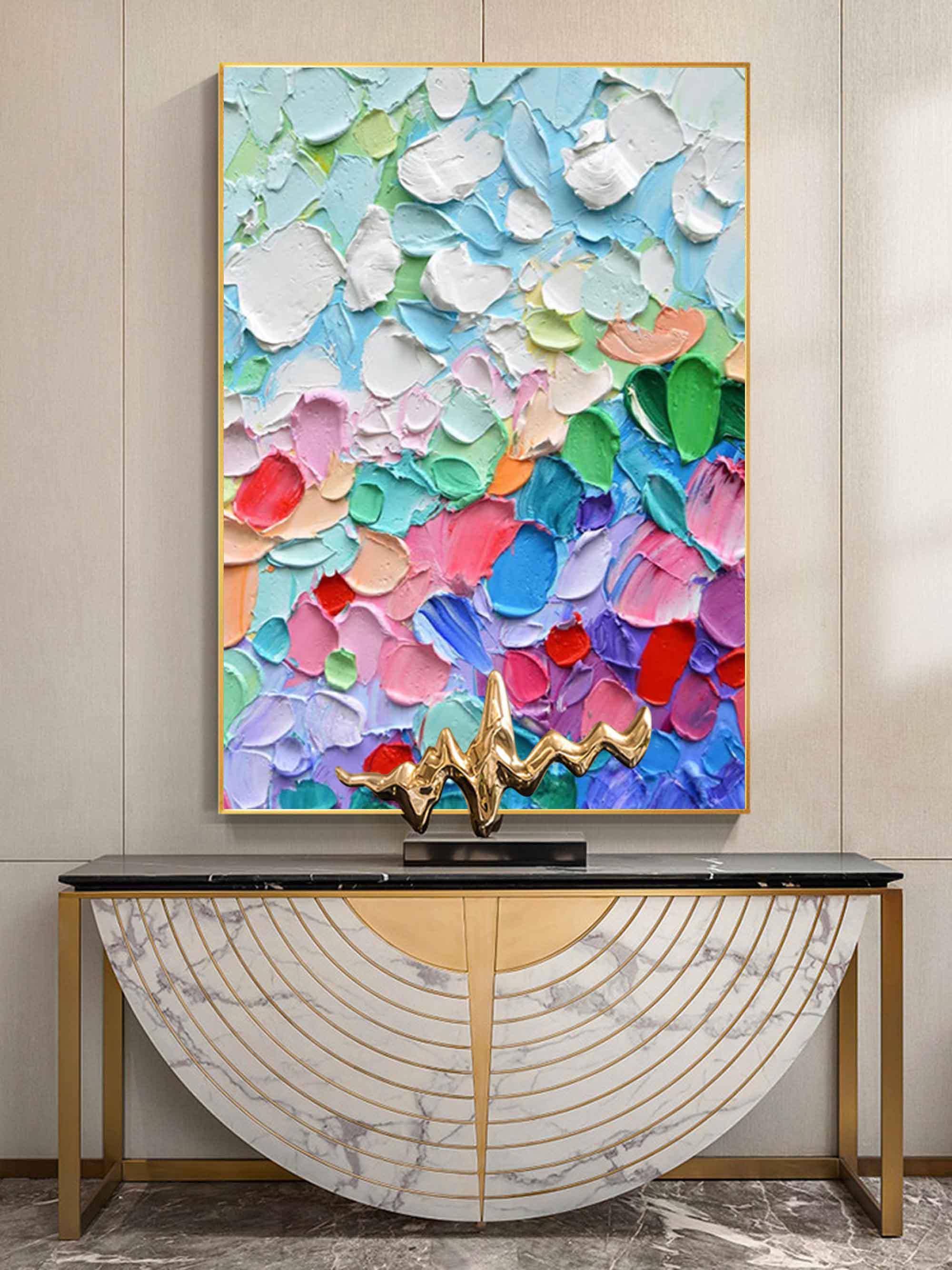 Vibrant Color Symphony-Hand drawn Multi color Texture Stereoscopic Wall Art - artextured