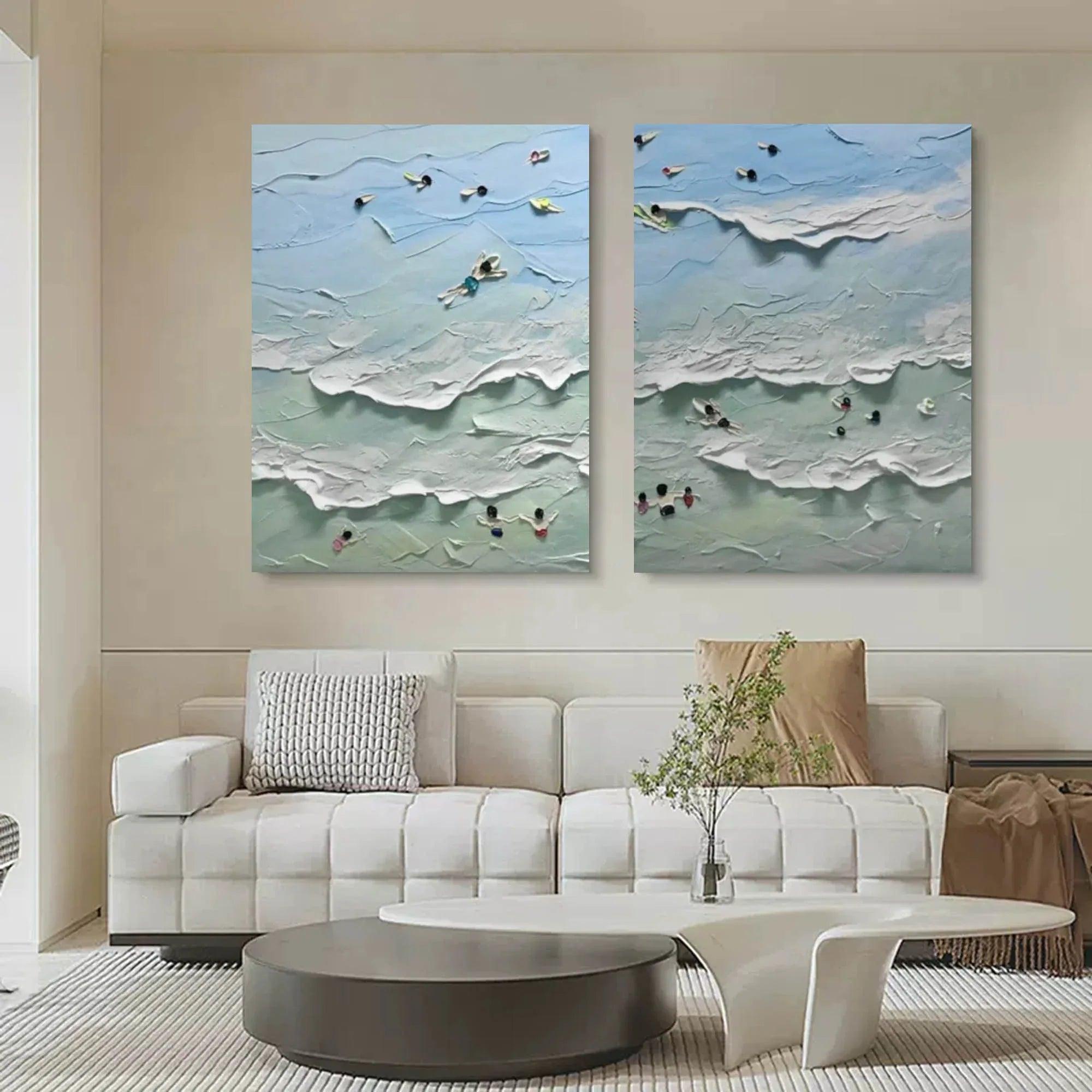 Ocean Serenity Diptych Art Set Of 2-Abstract Seaside Carnival Wall Art - artextured