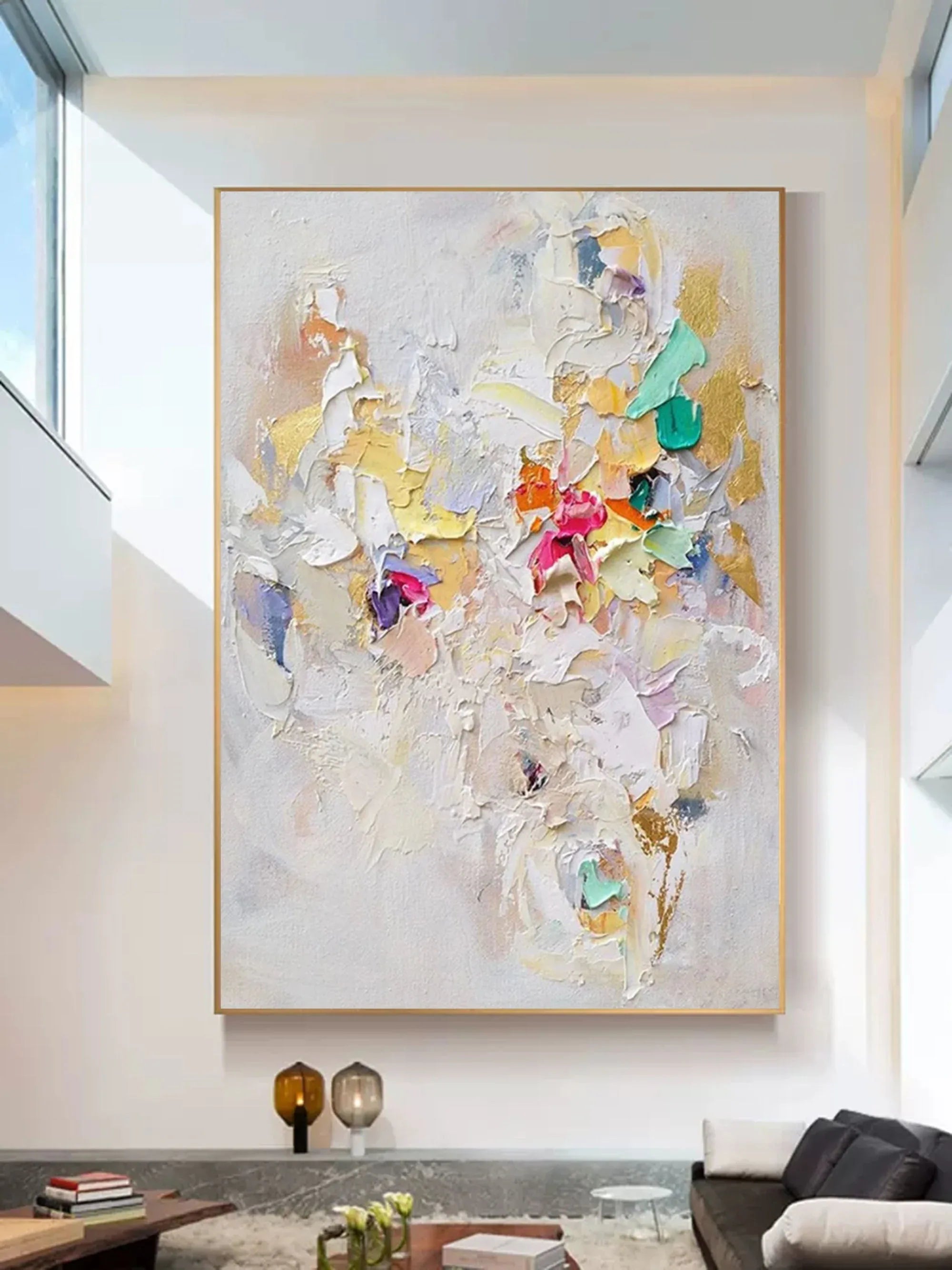 Whispers of Color-Abstract Wall Art With Beige Colored Block Texture - artextured