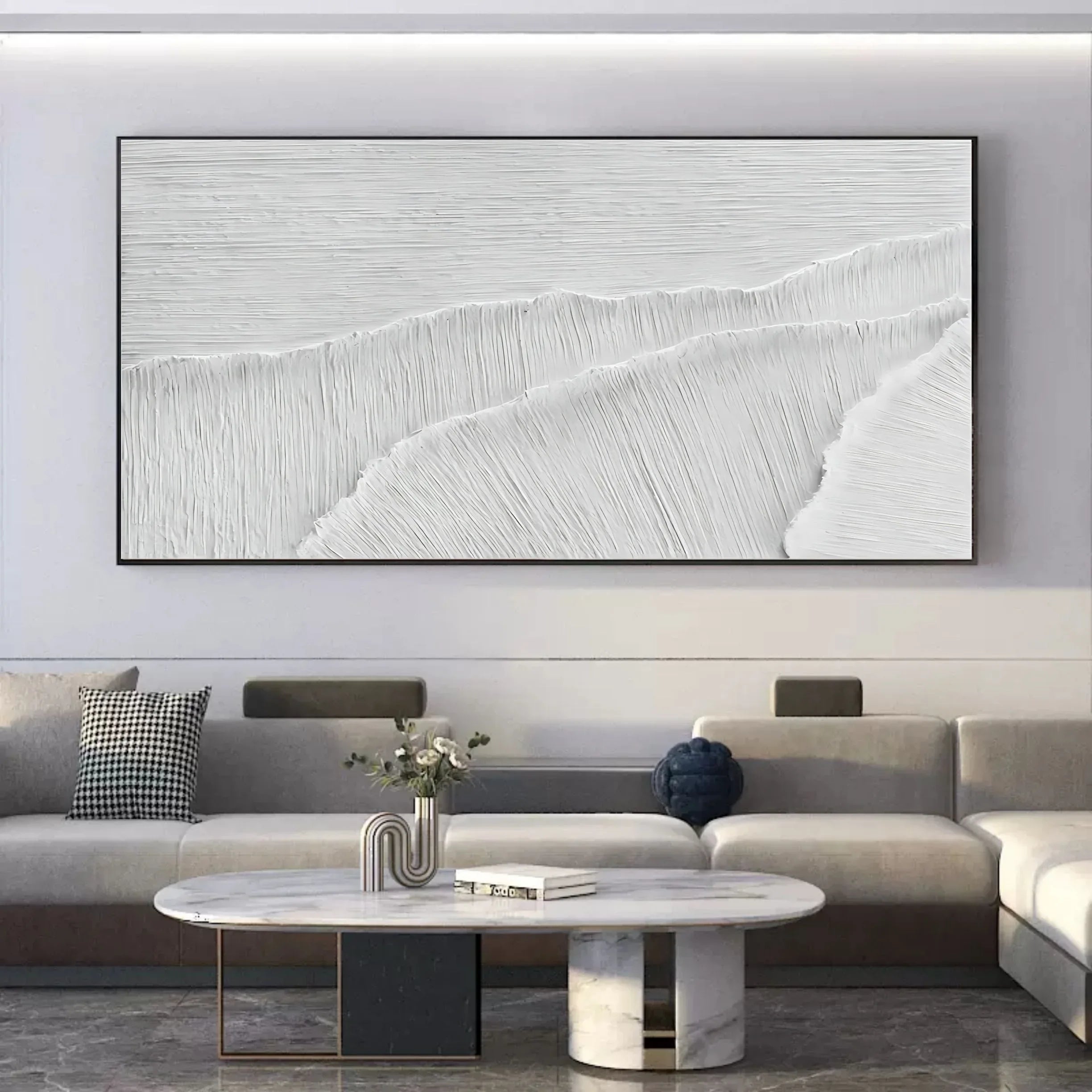 Ivory Serenity Horizons-Modern Minimalist Pure White Texture Abstract Wall Art - artextured