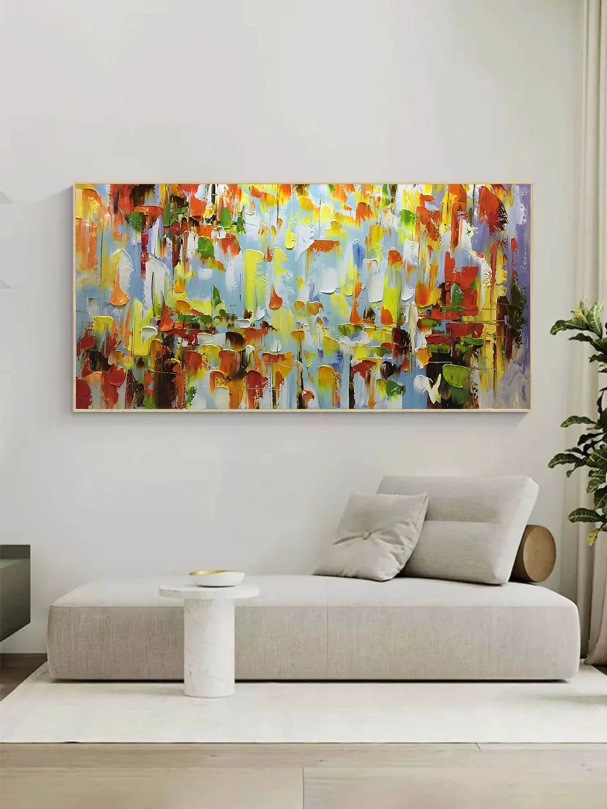 Color Symphony - Hand Drawn Thick Painted Abstract Colored Block Surface Oil Wall Art - artextured