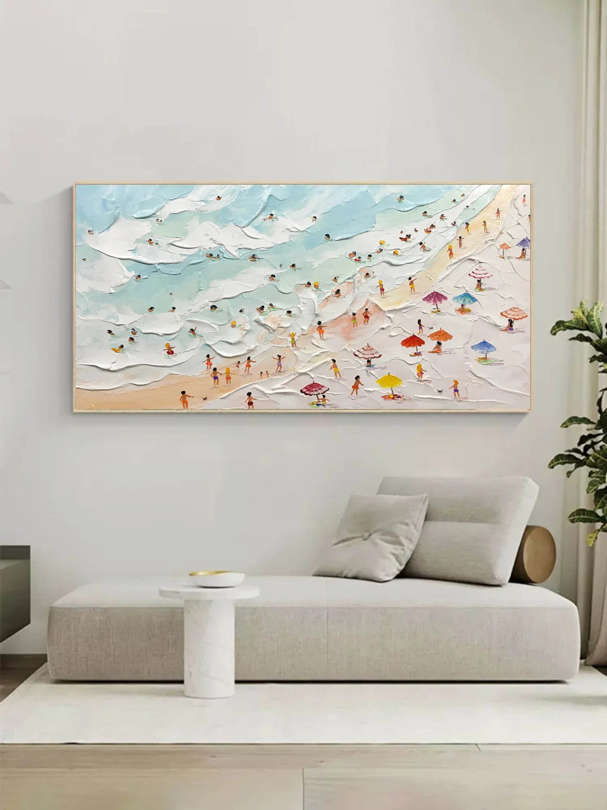 Beachside Bliss-Vibrant Seaside Scene Wall Art Created by Three-Dimensional Texture - artextured