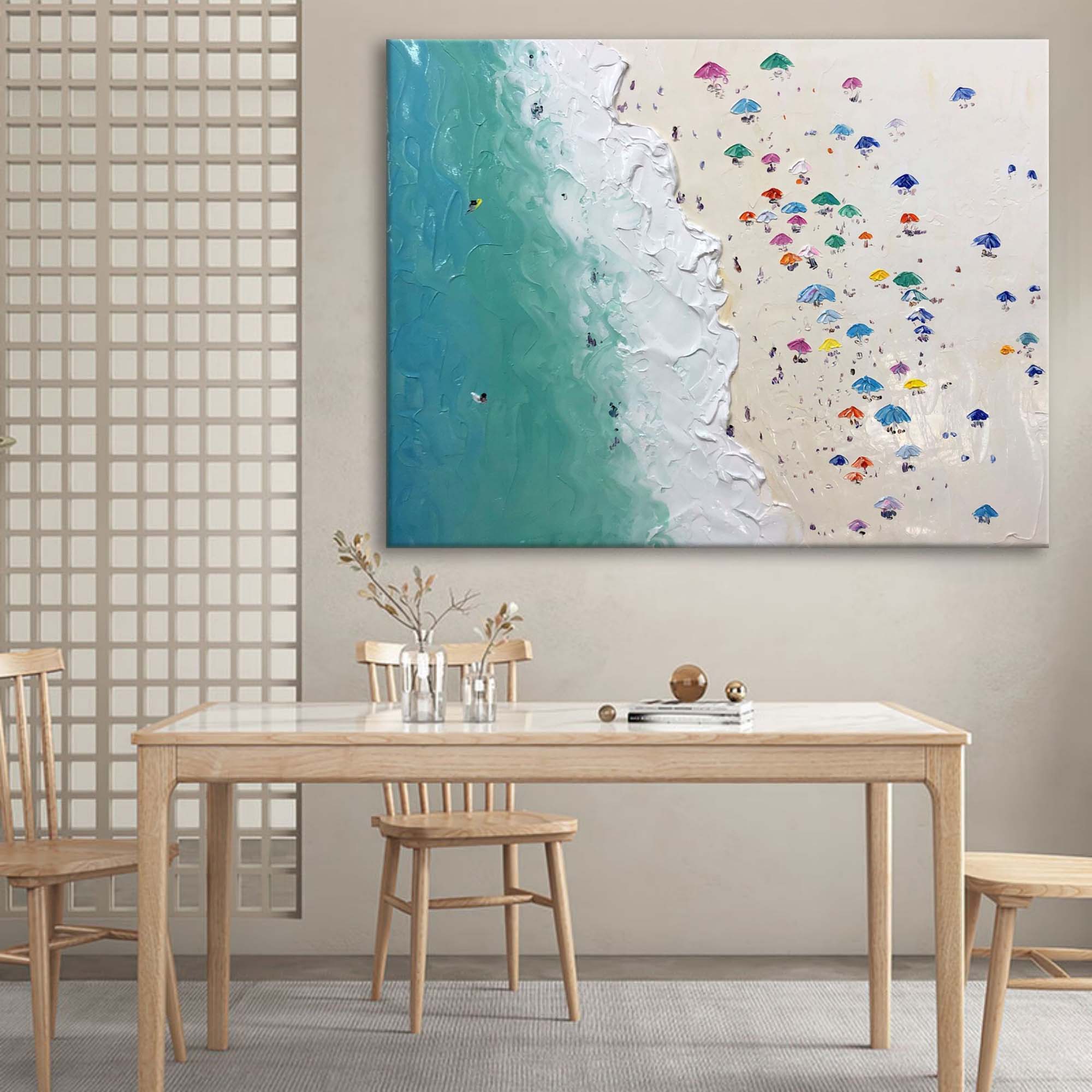Coastal Harmony: Textured Beach Umbrella Scene