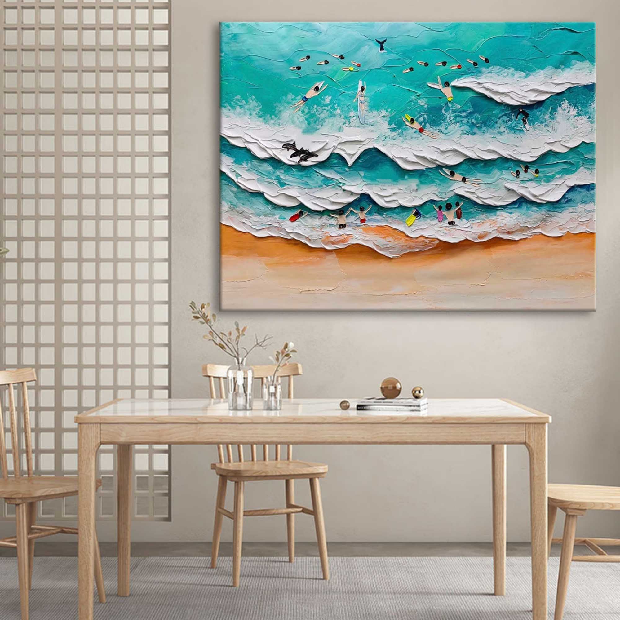 Wave Dancers: Textured Coastal Scene Art