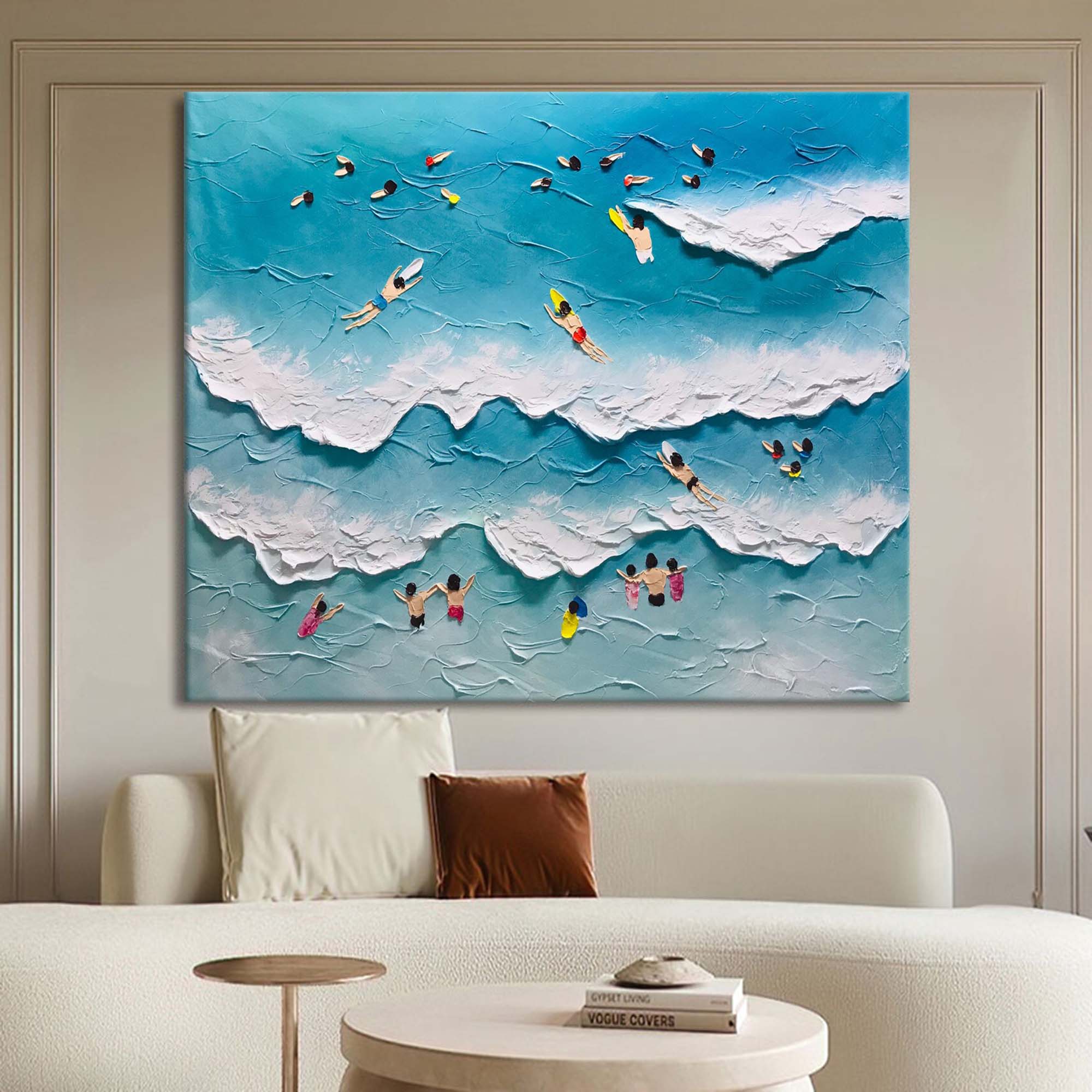 Surfside Bliss: Textured Beach Wave Art