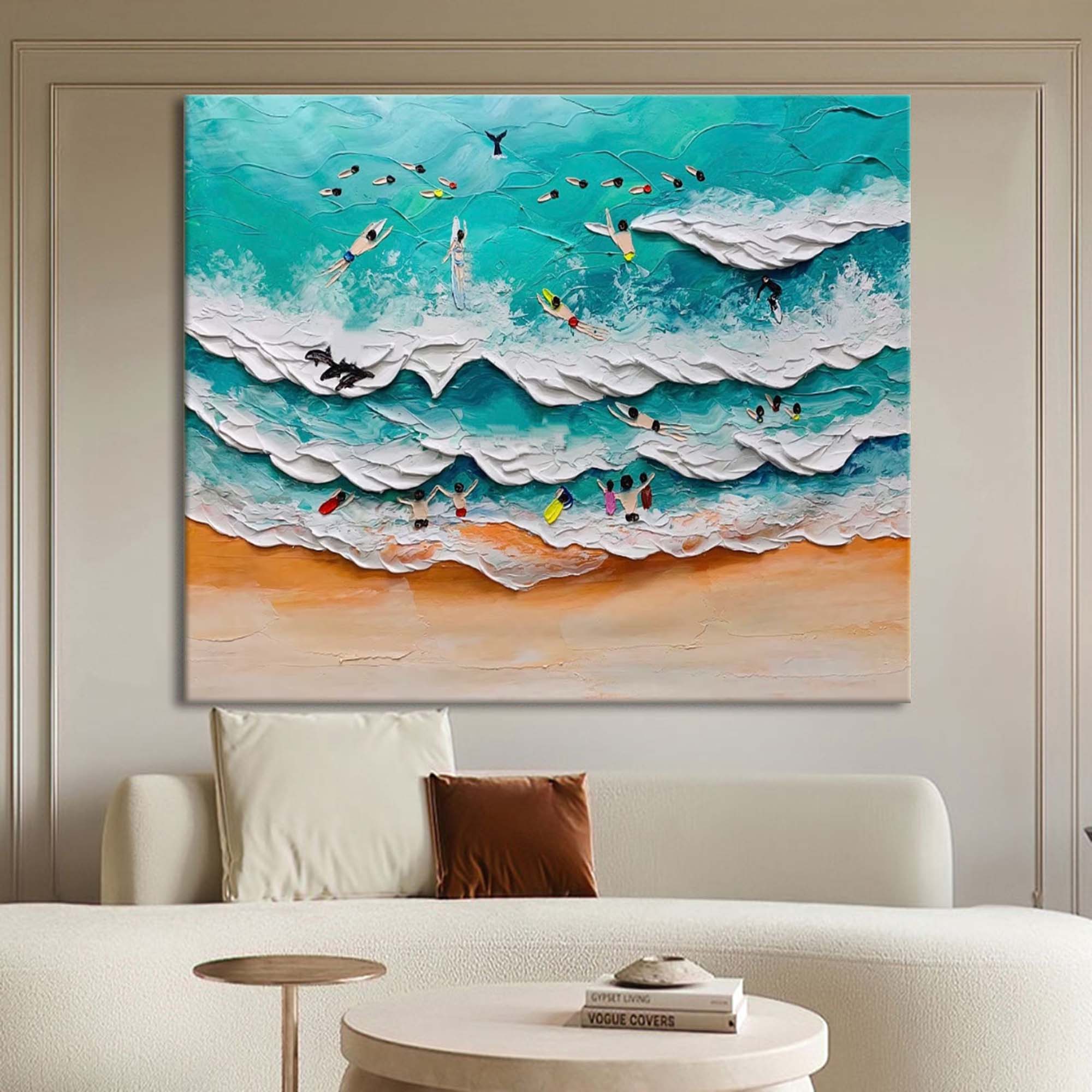 Wave Dancers: Textured Coastal Scene Art