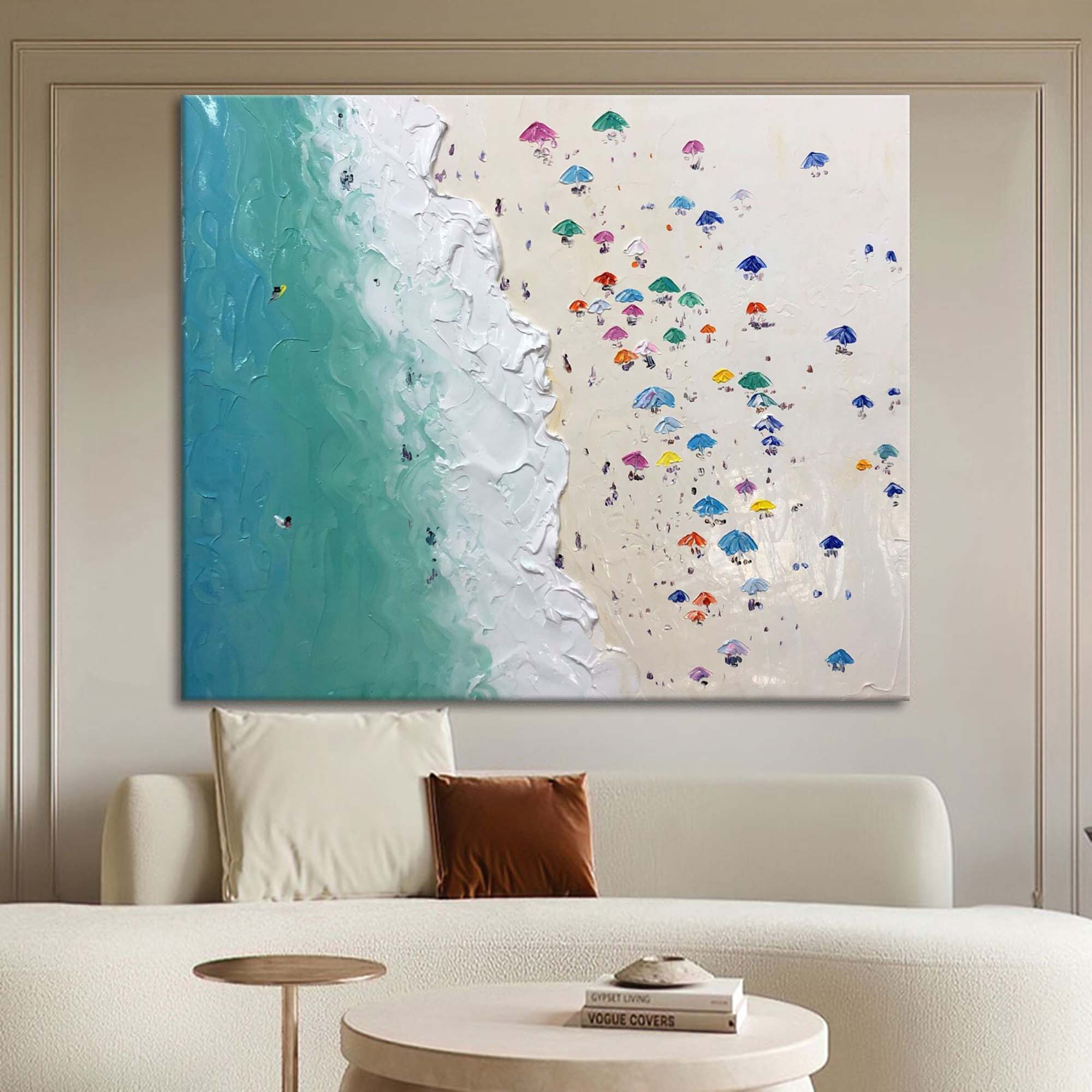 Coastal Harmony: Textured Beach Umbrella Scene
