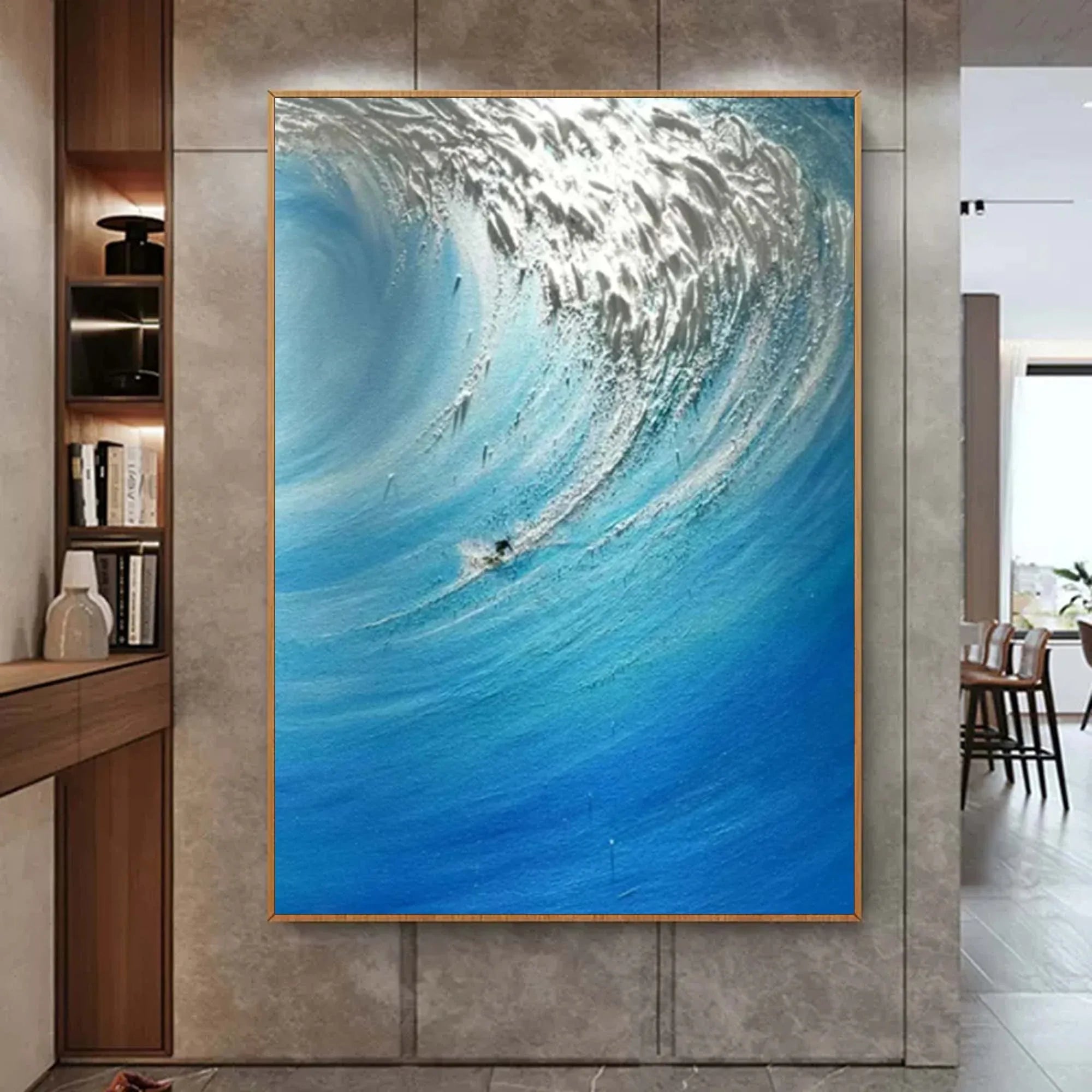 Ocean's Fury - Hand drawn 3D Wave Surfing Texture Wall Art - artextured
