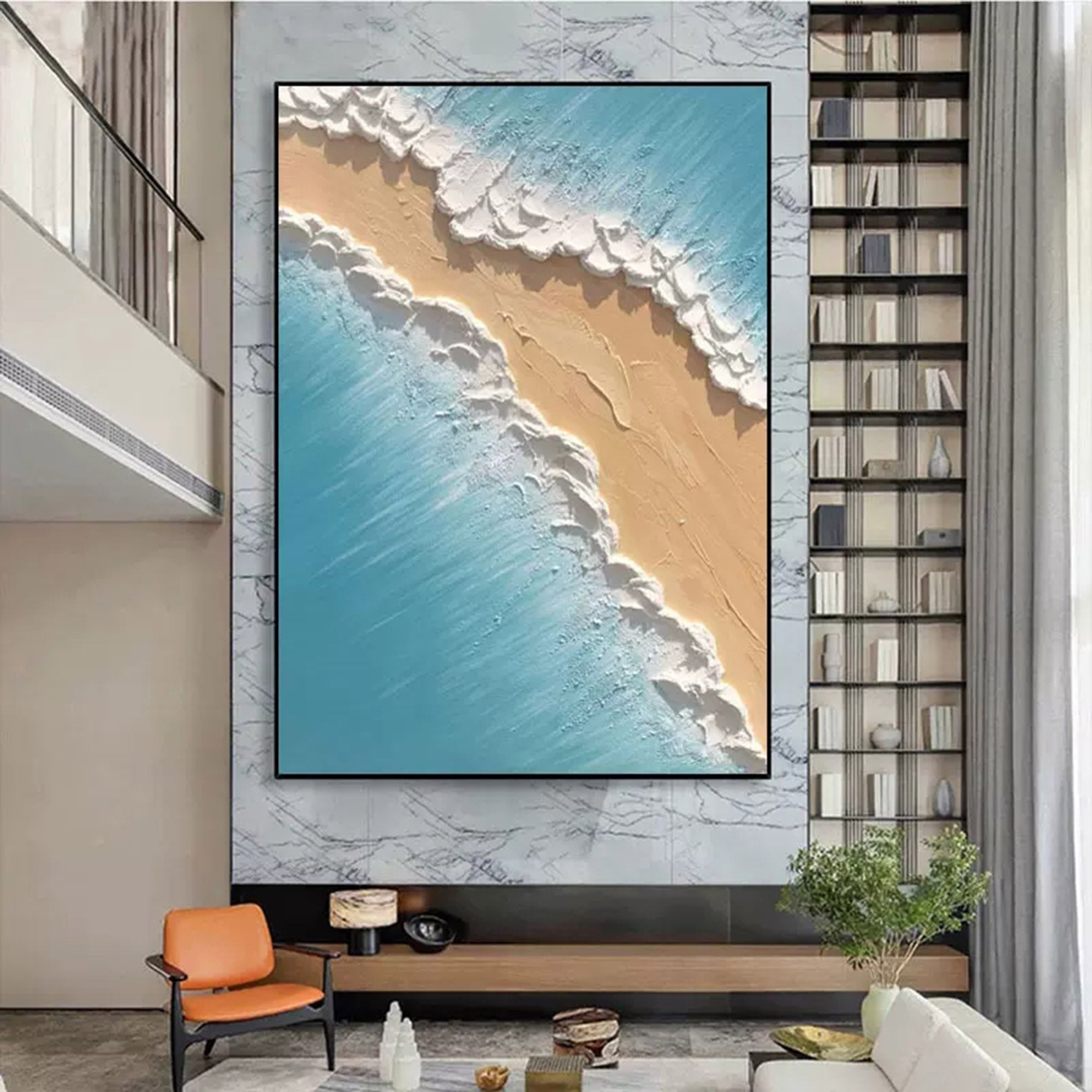 Golden Shoreline Serenity-Thick Coated Tidal Beach Texture Wall Art