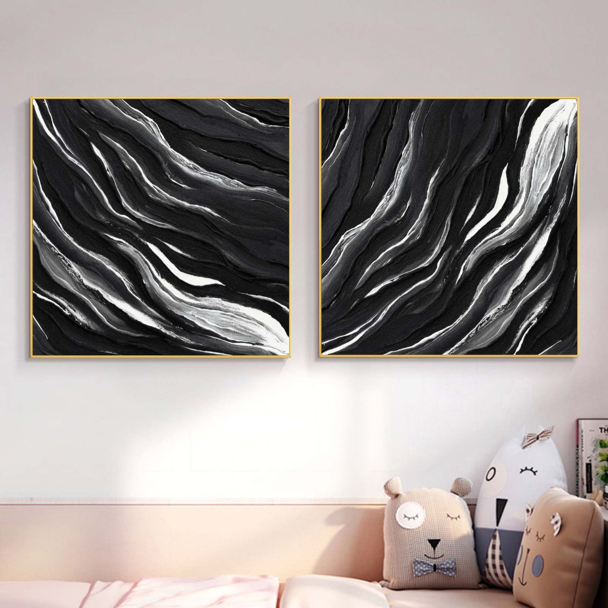 Monochrome Tides Diptych Set Of 2