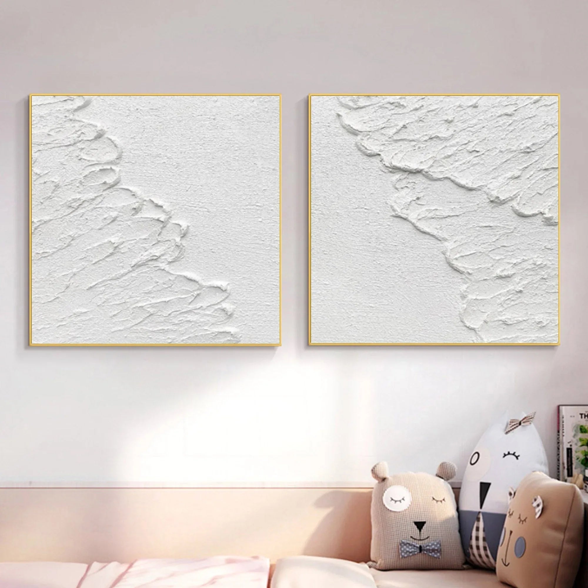 Ethereal Textured Diptych Art Set Of 2-Modern Minimalist Decorative Wave Flowing Texture Wall Art - artextured