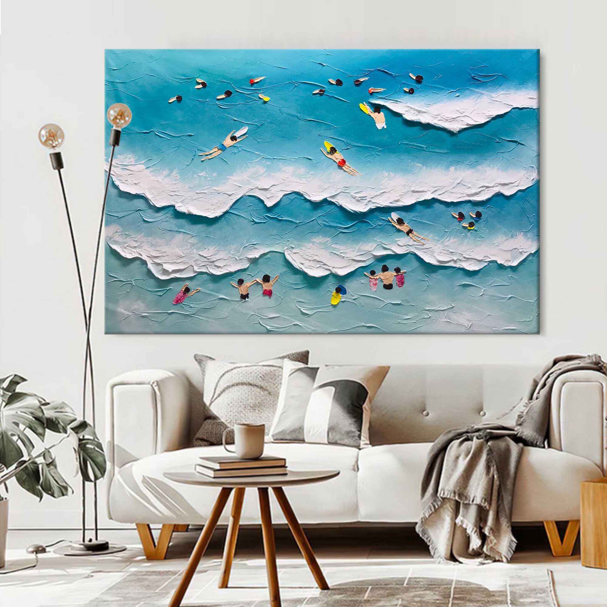 Surfside Bliss: Textured Beach Wave Art