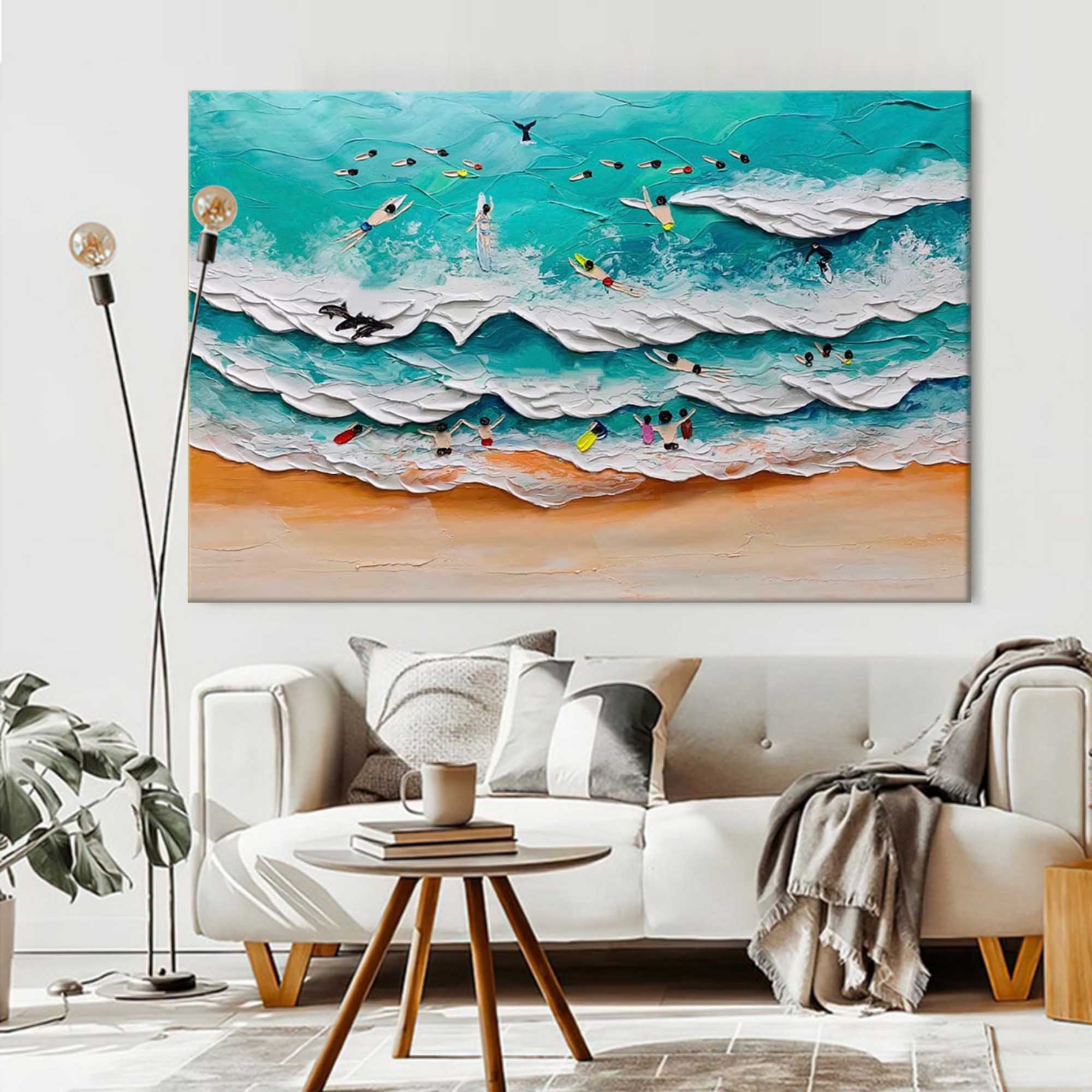 Wave Dancers: Textured Coastal Scene Art